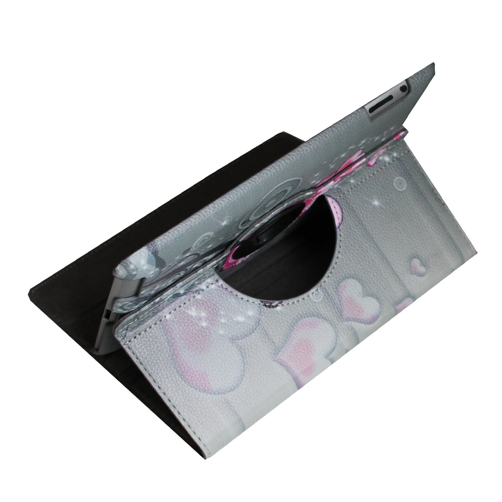 Jytrend Case Compatible With Ipad Pro 9.7 (2016 Released), Rotating Stand Smart Cover For A1673 A1674 A1675 With Magnetic Auto Wake Up/Sleep (Heart Flower)