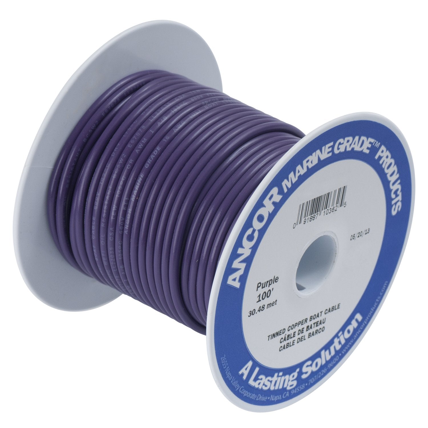 Ancor 100799 Marine Grade Electrical Primary Tinned Copper Boat Wiring (18-Gauge, Purple, 1000-Feet)