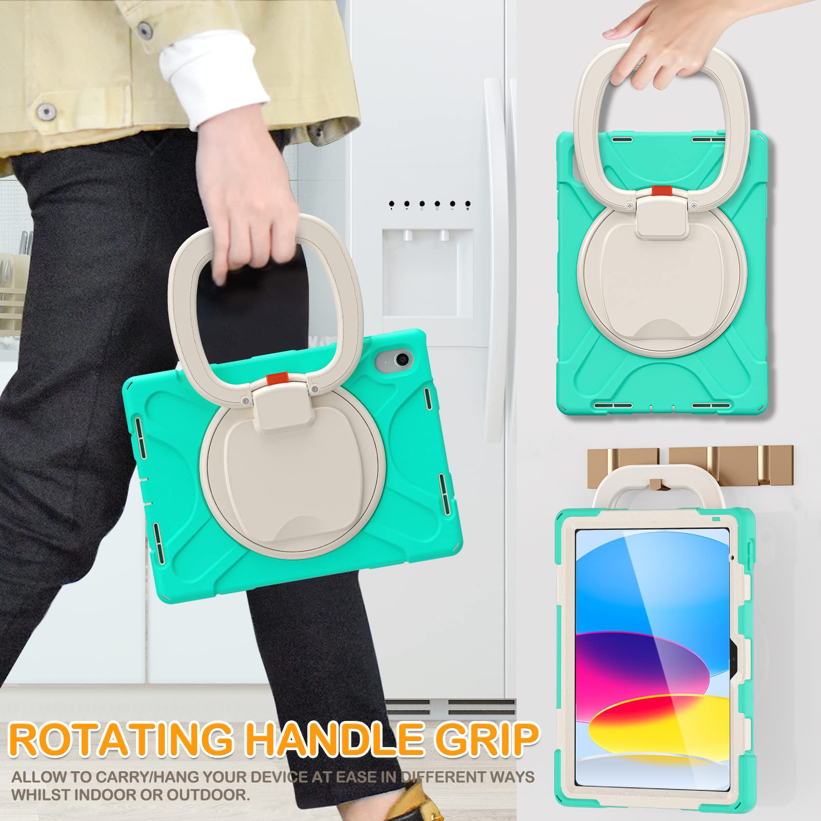 Braecn Kids Case For Ipad 10Th Generation 10.9    2022 A2696 A2757 A2777 Shockproof Silicone Cover With Screen Protector/Pencil