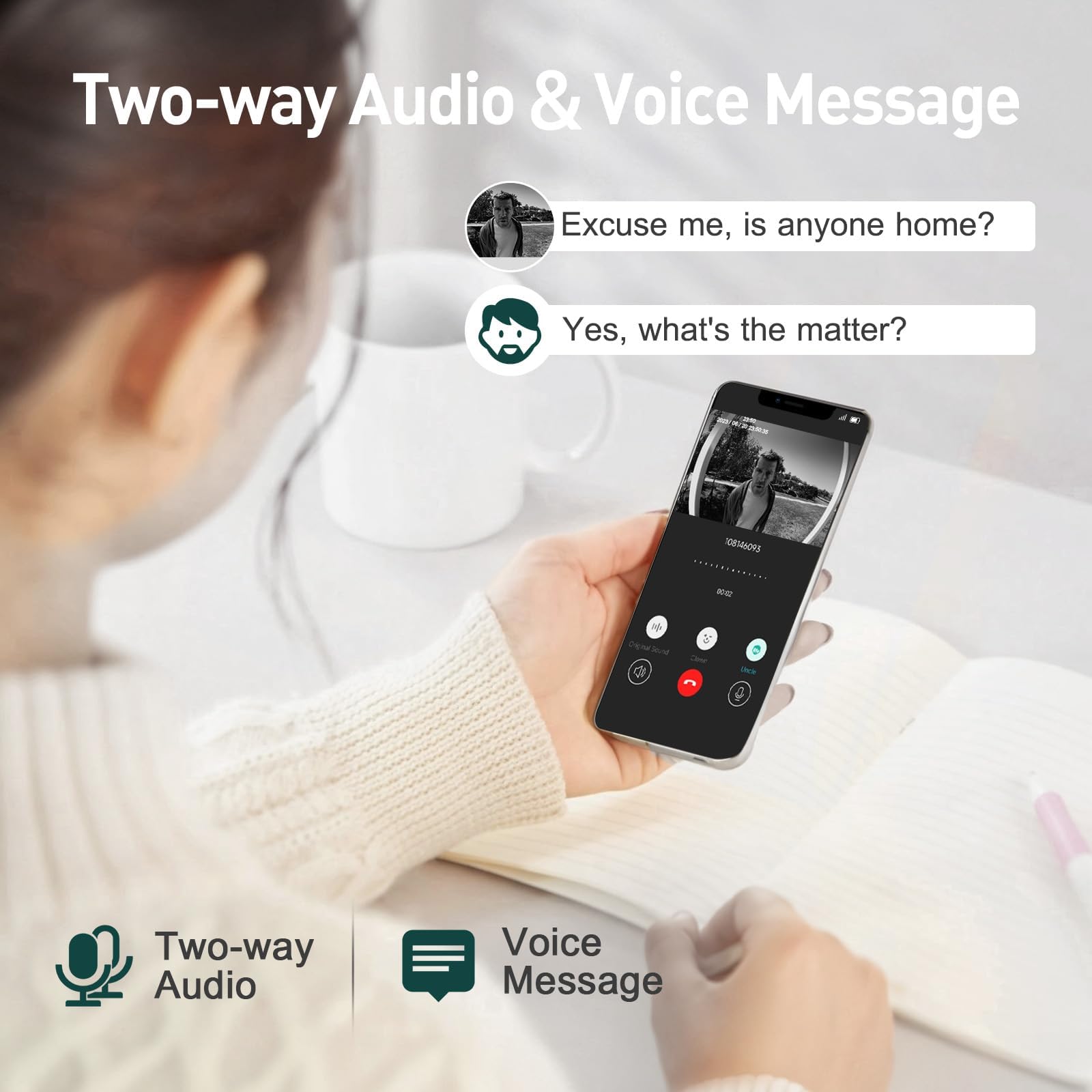 Xtu Doorbell Camera Wireless No Subscription, 2K Video Doorbell With Chime, 2 Way Audio, Instant Alert, Human Detection, Night V