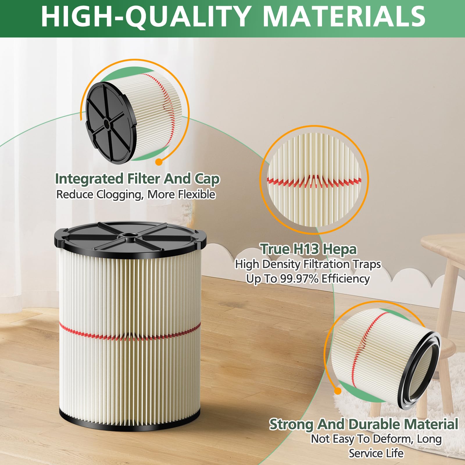2Pack Replacement Filter For Craftsman Cmxzvbe38754 Red Stripe General Purpose Wet Dry Vac Replacement Filter Fit For 5 To 20 Ga