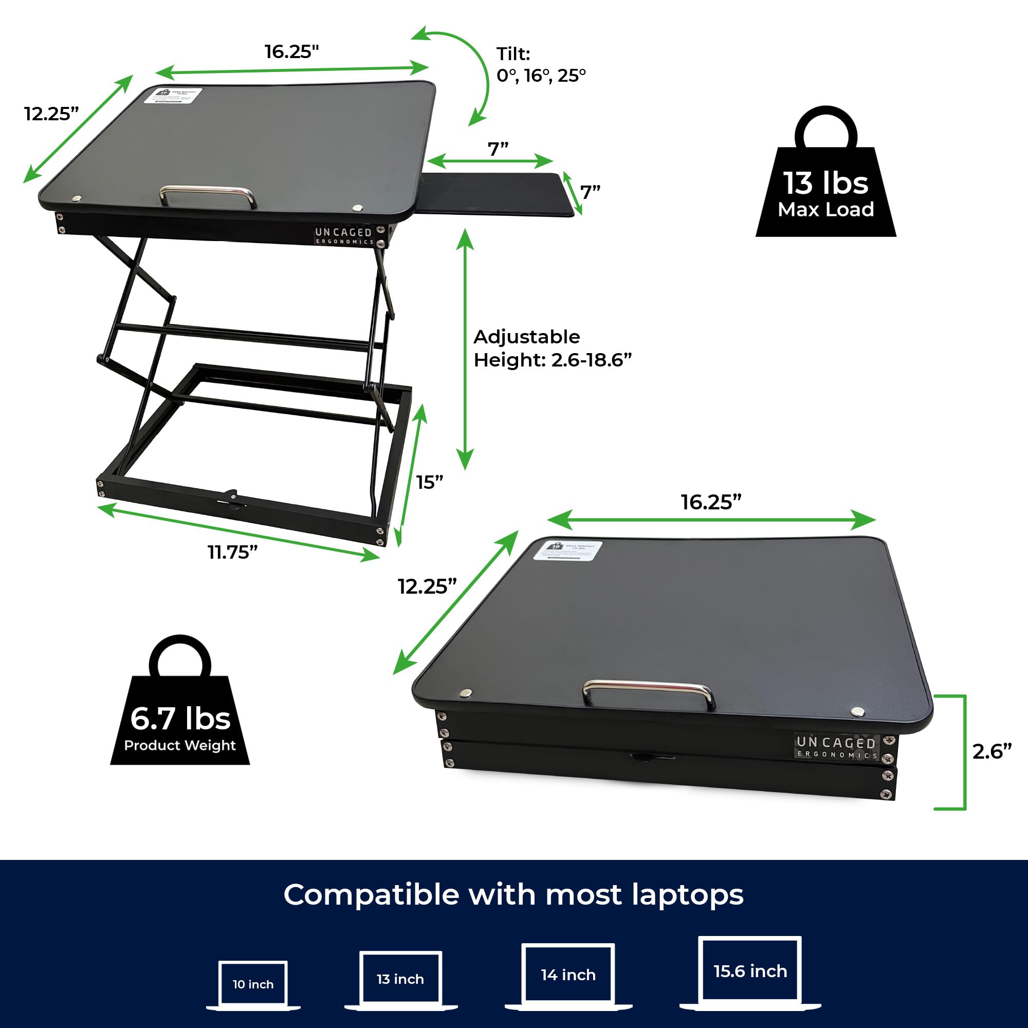Cd4 Adjustable Standing Desk Converter For Laptops - Vertical Laptop Stand For Desk Adjustable Height Table Top Standing Desk Ri