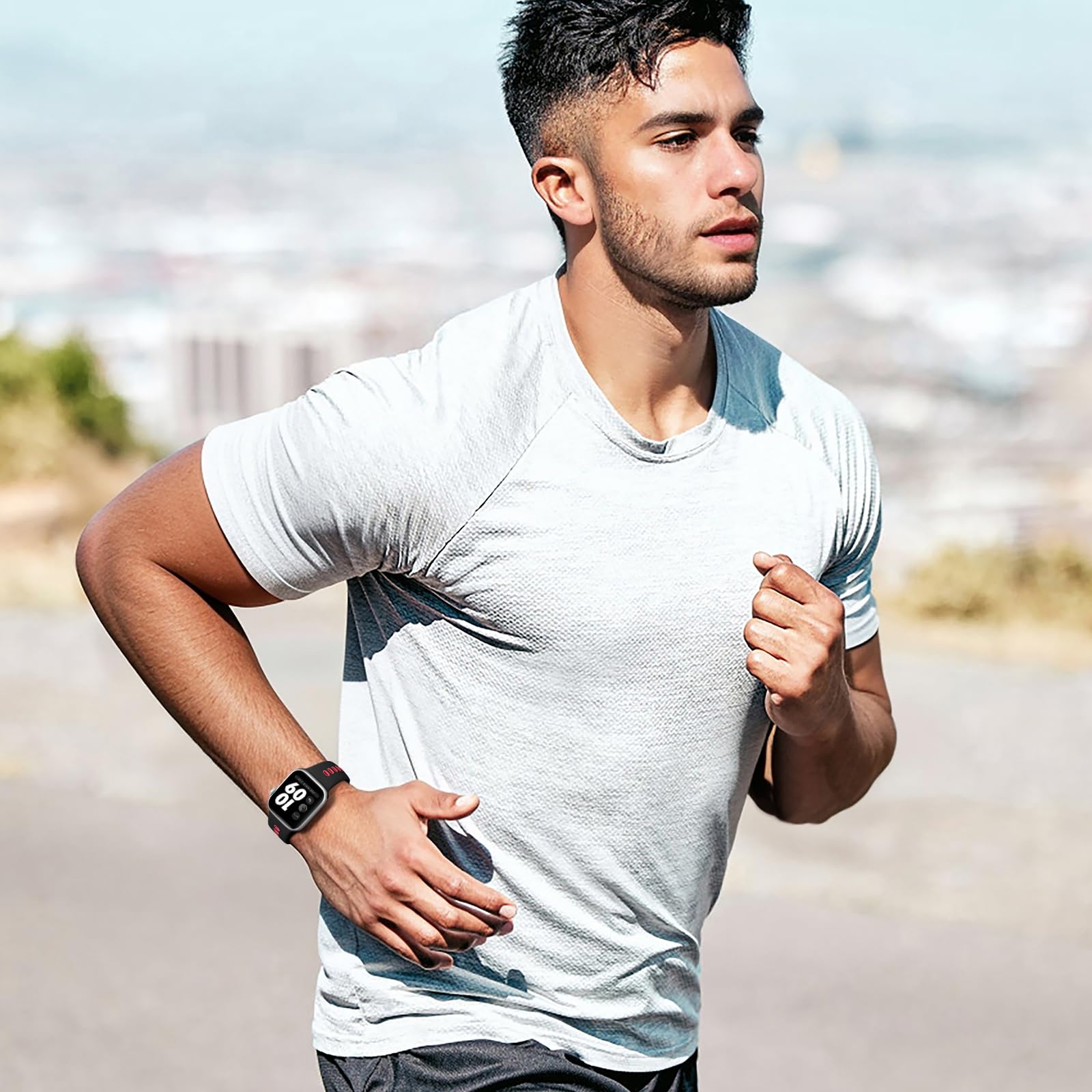 Witzon Sport Band Compatible With Apple Watch Bands For Men 42Mm 41Mm 40Mm 38Mm, Soft Silicone Strap Breathable Smart Watches Re