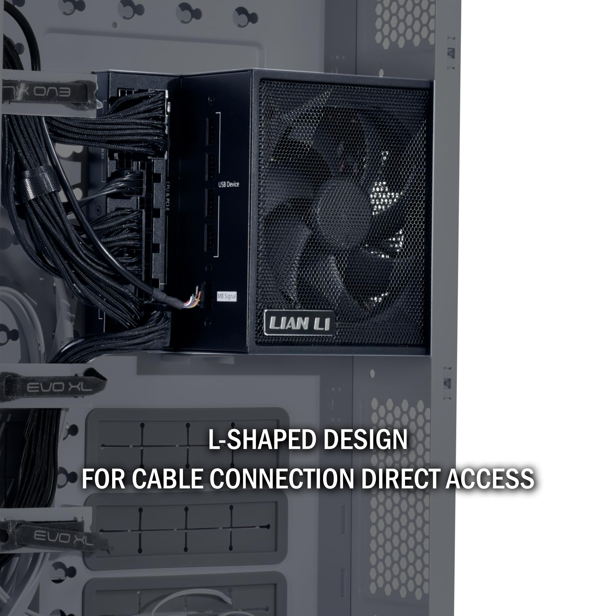 Lian Li Edge Series 1000W Full Modular Power Supply 80 Plus Platinum Atx 3.0, 3.1 Pcie 5.1 L Shape Design For Dual Chamber Case