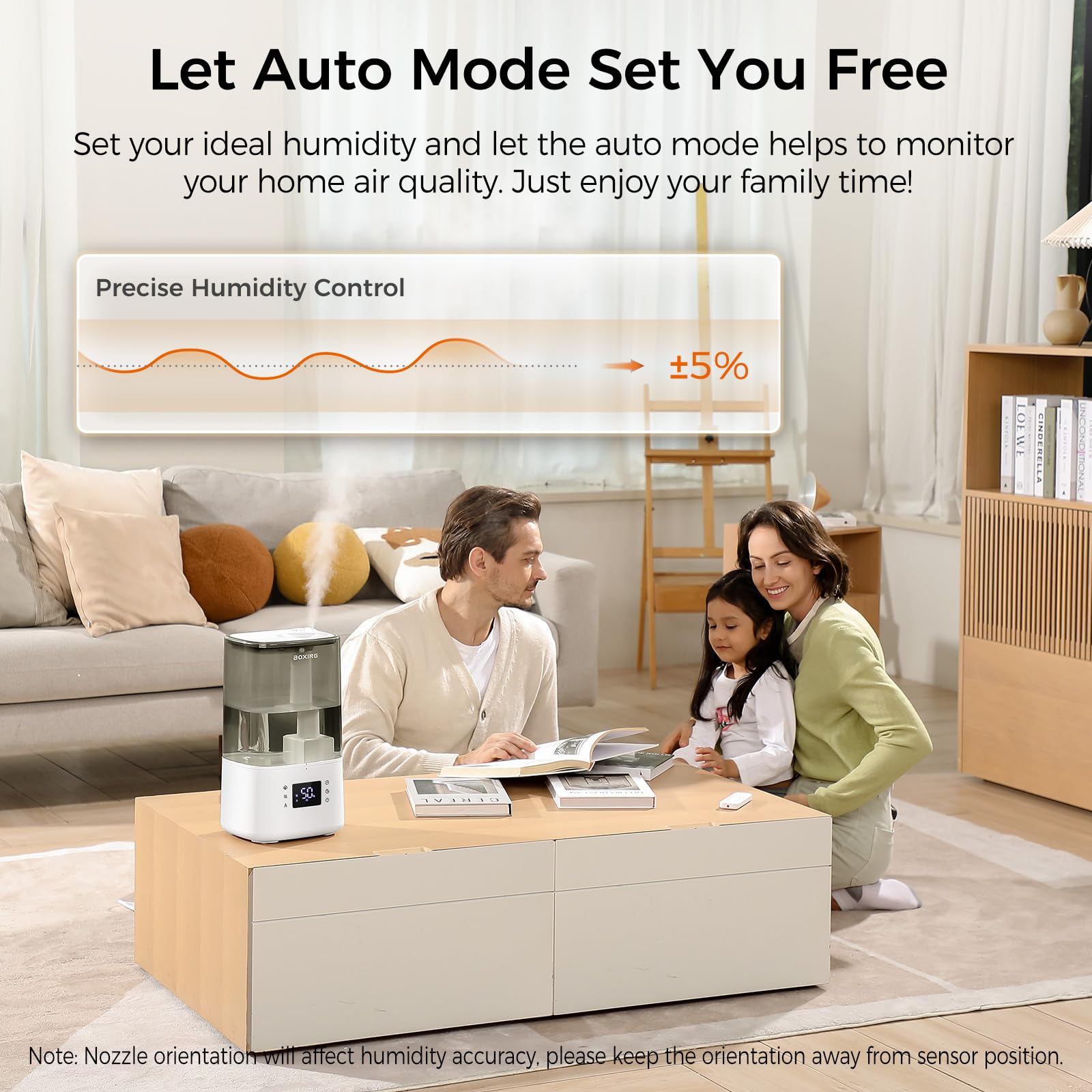 Boxing 6L Warm & Cool Mist Humidifiers For Bedroom, Air Humidfier For Large Room With Remote Control, Auto Mode Perfect For Baby