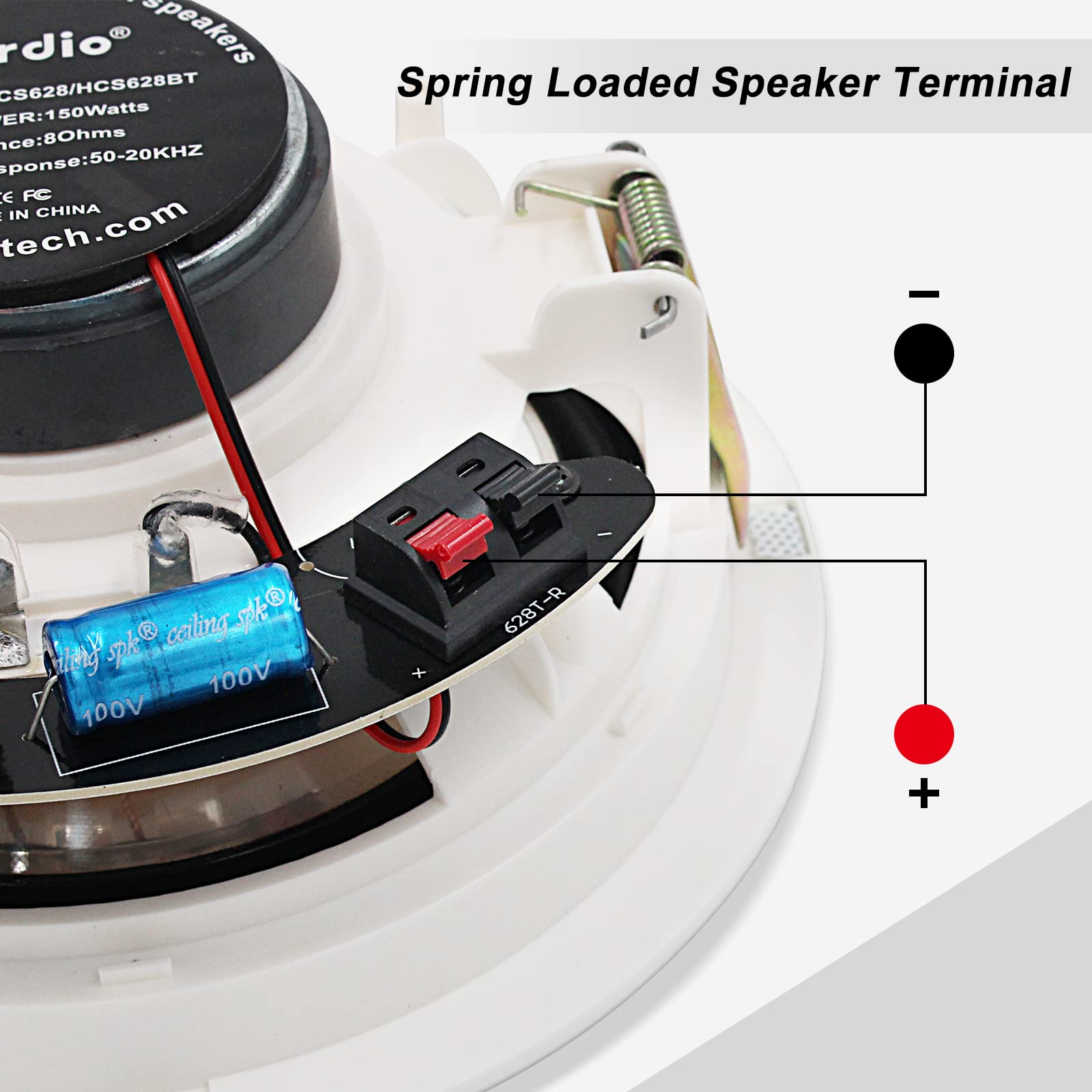 Herdio 6.5'' Bluetooth In Wall In Ceiling Speakers 600W 2 Way Flush Mount Speakers System With Wall Amplifier Receiver For Home