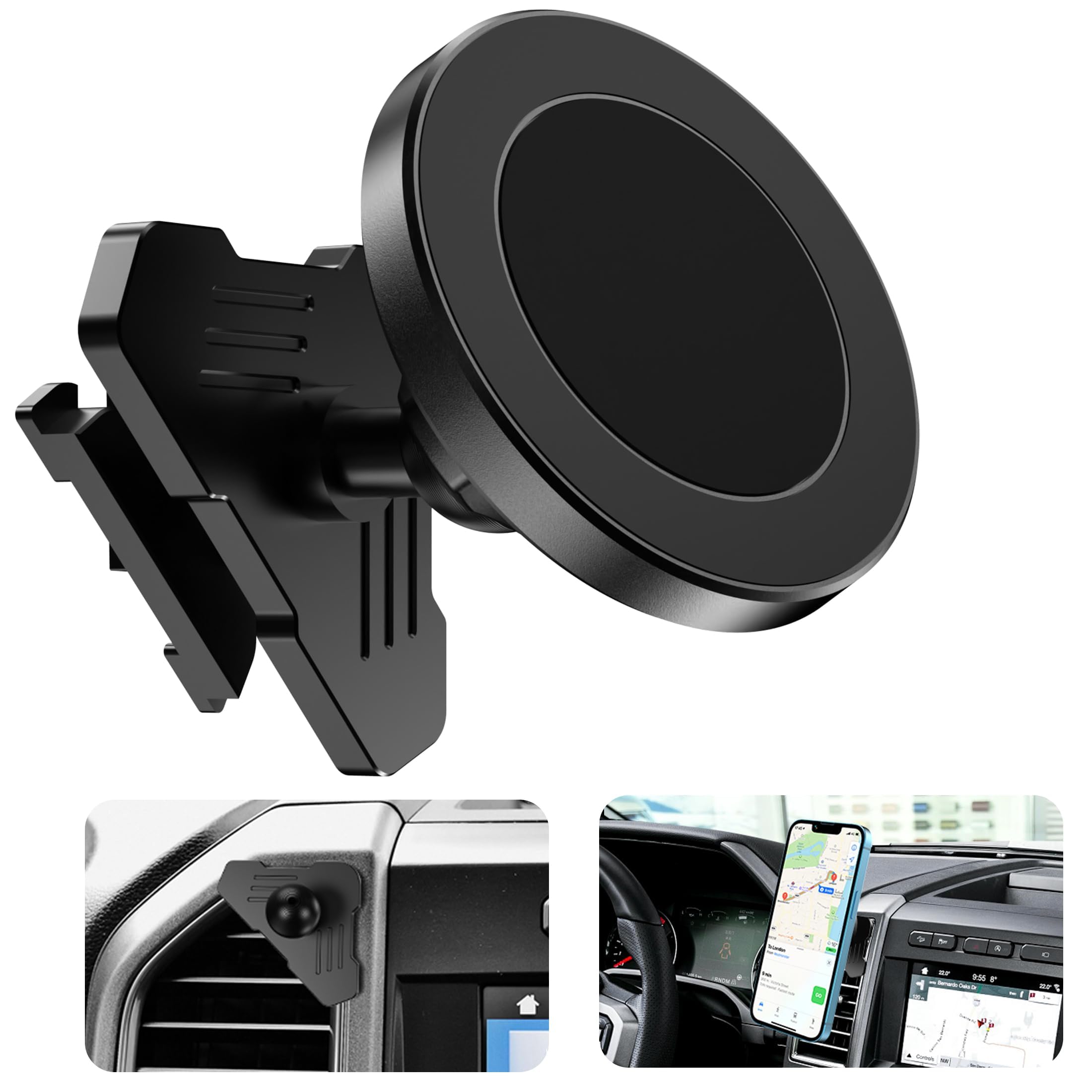 Surfcabin Cnc Vent Phone Holder, Magnetic Car Air Vent Phone Holder Cradles Mount Compatible With F150 2015-2020 & Super Duty F2