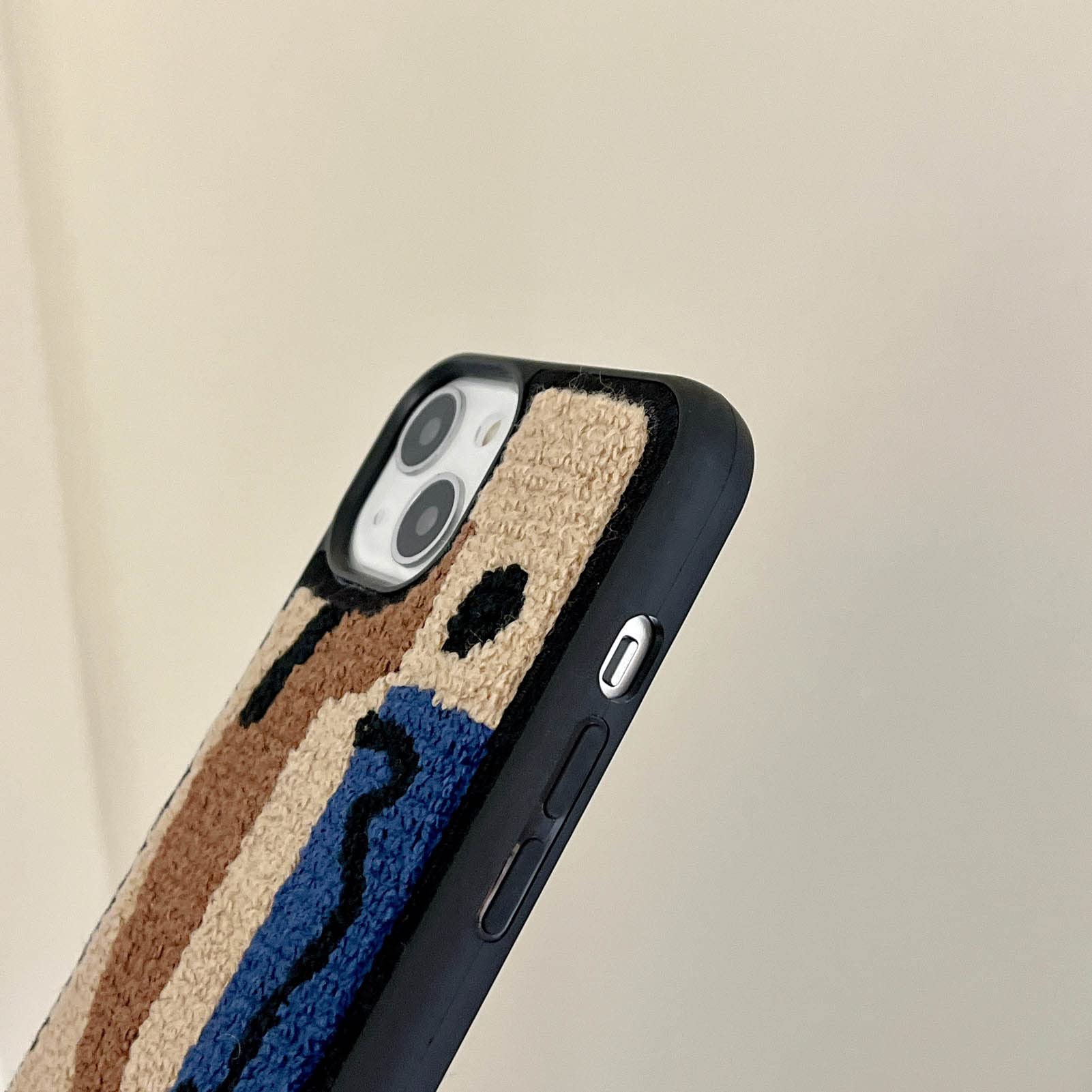 Tewwsdi iPhone 13 Pro Max Fluffy Towel Embroidery Phone Case TPU Brown Geometric 6.7inch