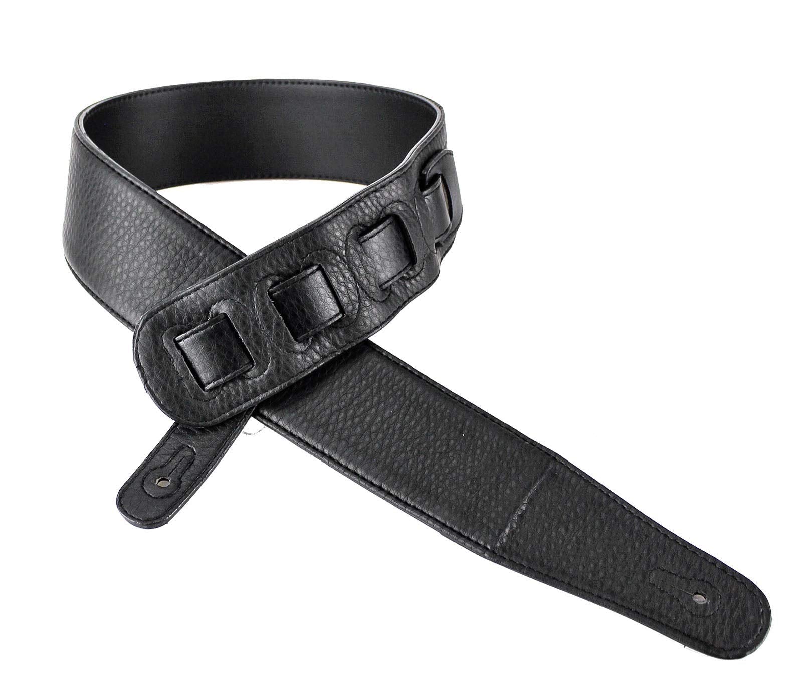 Walker & Williams Cvg 21 Black Padded Leather Guitar Strap Hand Tooled Christian Rose & Cross For Acoustic, Electric, And Bass G