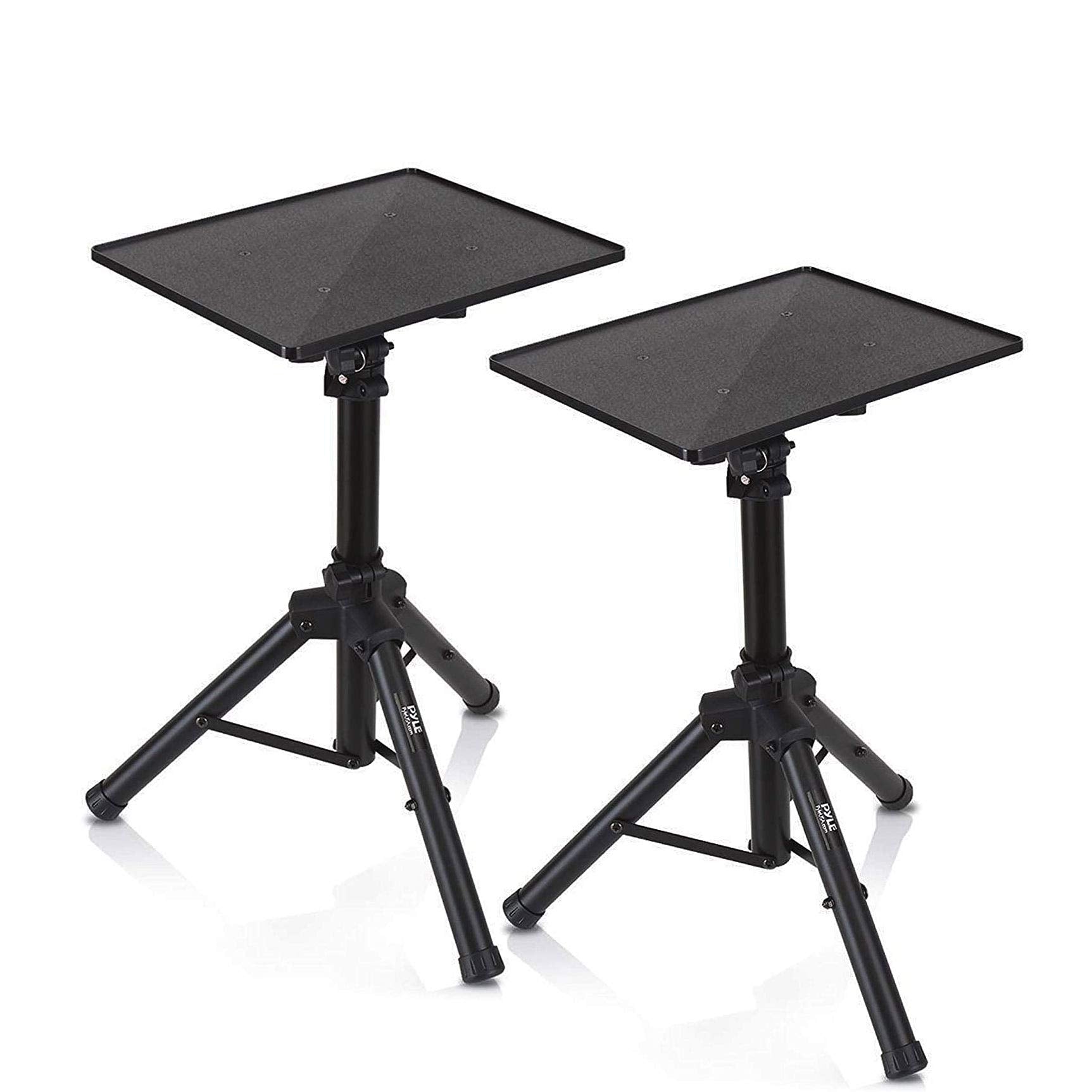 Pyle Laptop Projector Tripod Stand - 2 Pcs Computer, Book, DJ Equipment Holder Mount Height Adjustable Up to 52 Inches w/ 20 x