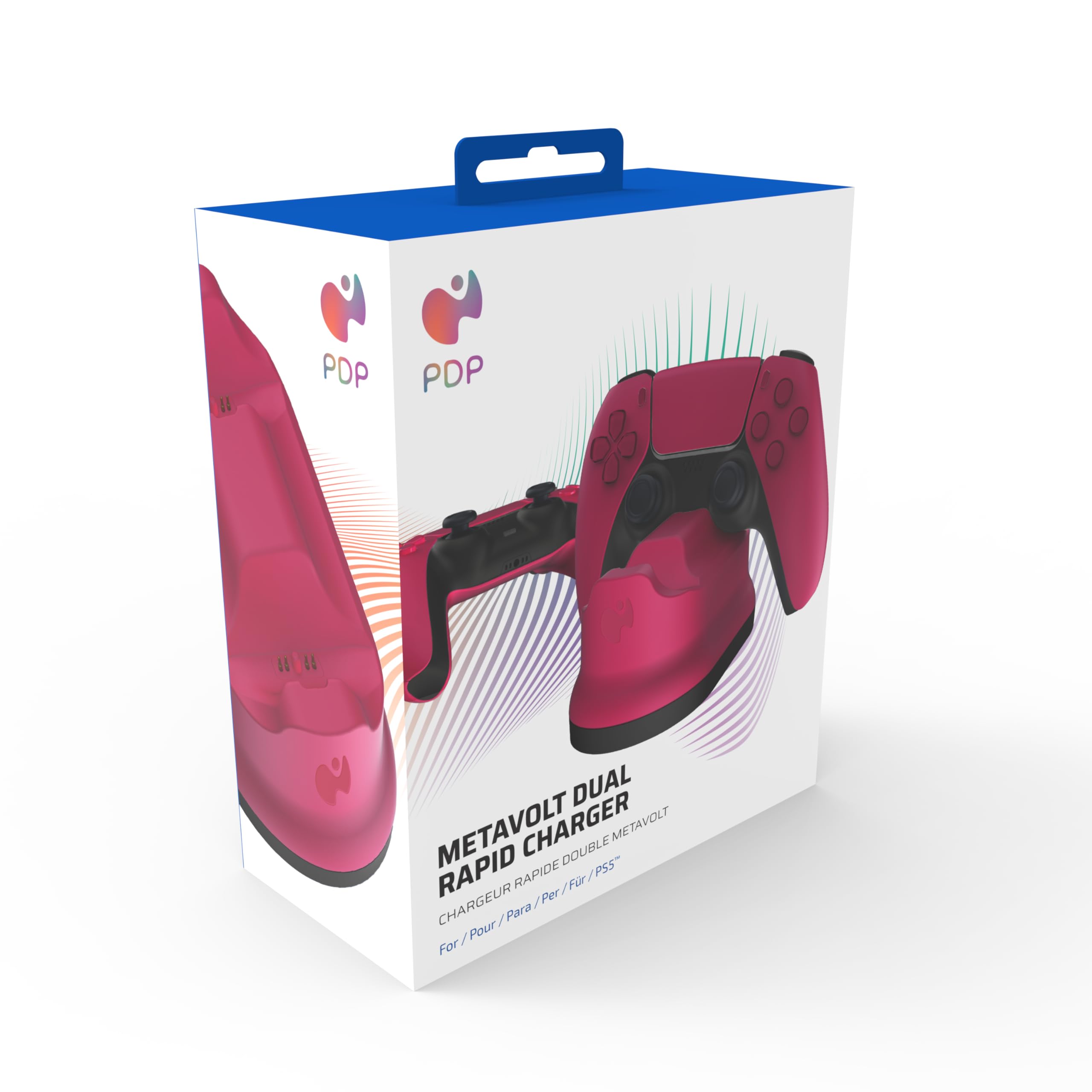 PDP Gaming PlayStation 5 METAVOLT Dual Charging Station for 2 Wireless PS5 Controllers (Cosmic Red)