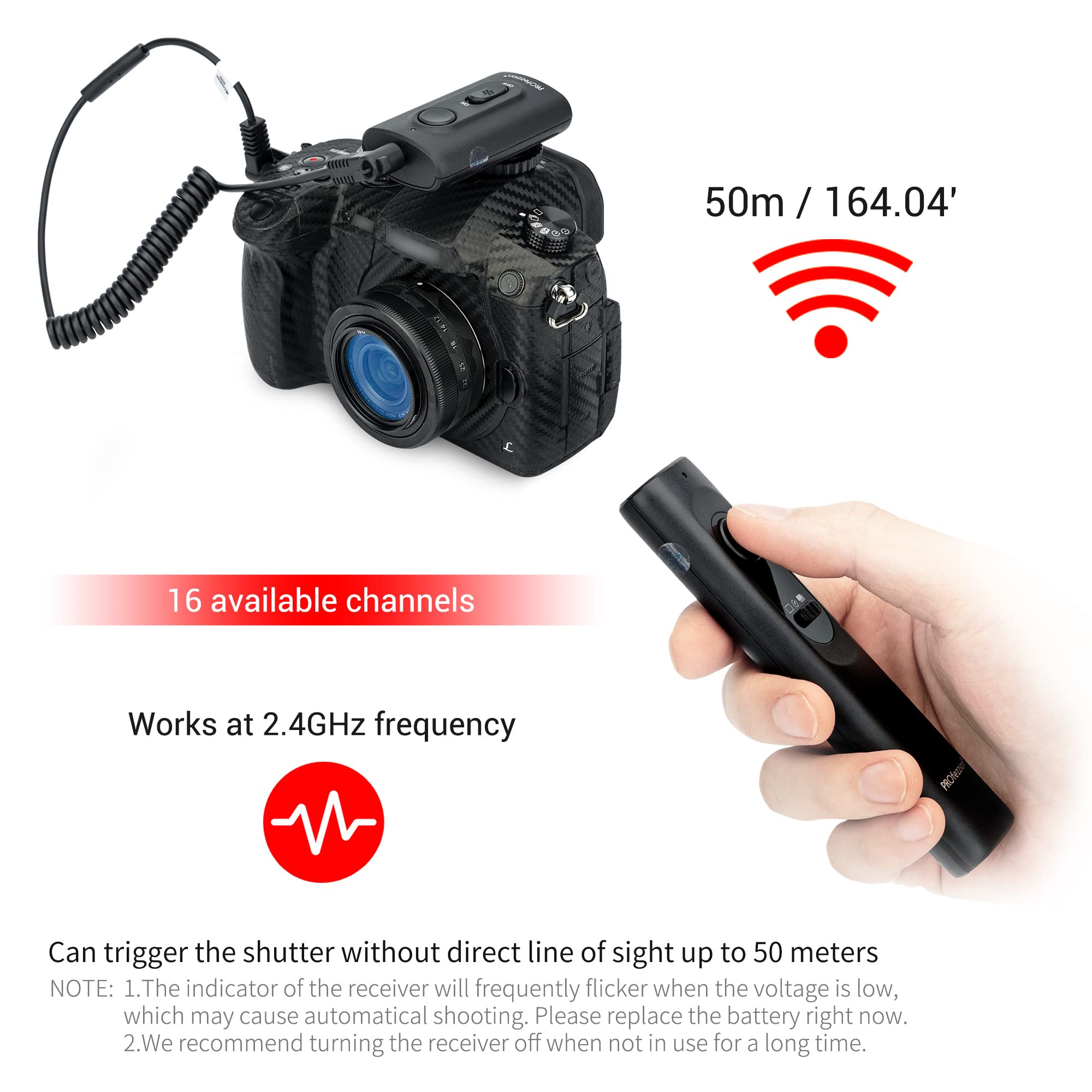 Profezzion [164'] Wireless Shutter Release Remote Control For Panasonic Lumix S5 Ii S5 Iix Gh6 G7 G9M2 Gh5 G85 S5 S1R S1H Gx8 Gh