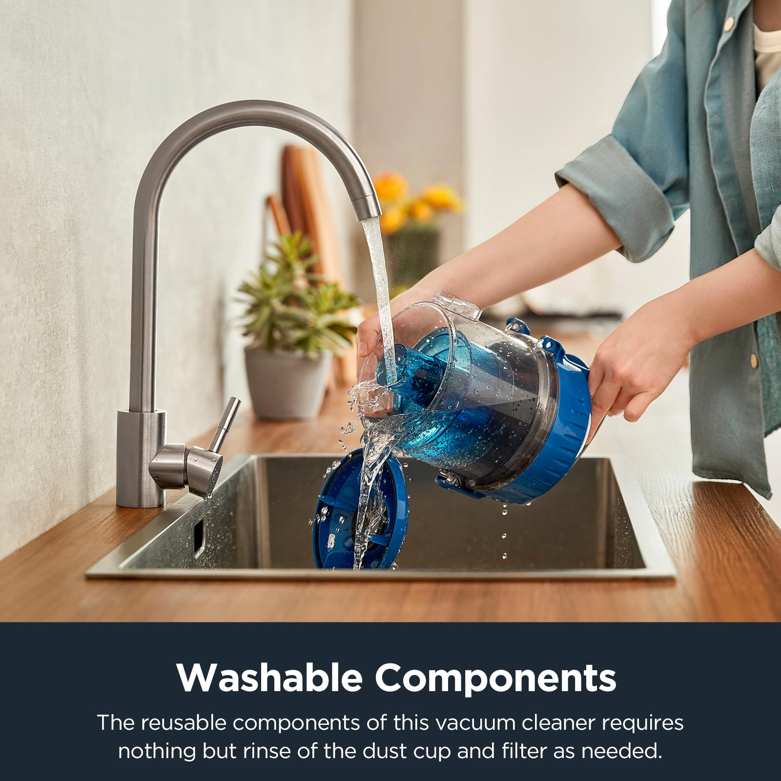 Eureka Whirlwind Bagless Canister 2.5L Vacuum Cleaner, Lightweight Vac For Carpets And Hard Floors, Nen110A, Blue