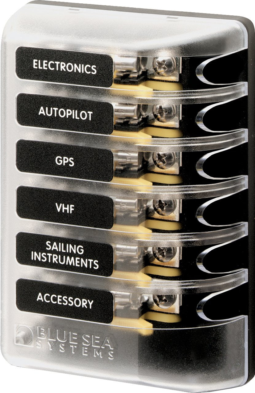 Blue Sea Systems 5018 ST Glass 6 Circuit Fuse Block with Cover