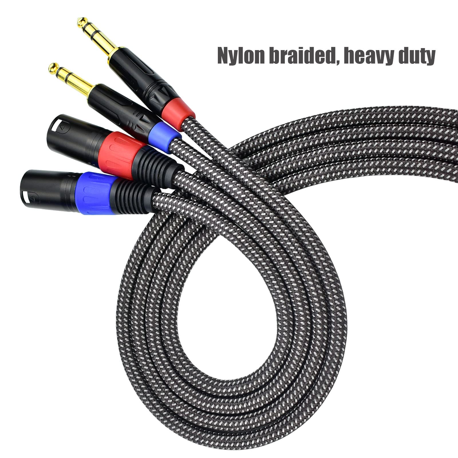 Ihurllu Balanced 1/4 Trs To Xlr Male Patch Cable, 10Feet Quarter Inch 6.35Mm To 3Pin Xlr Male Microphone Cable, Heavy Duty Nylon