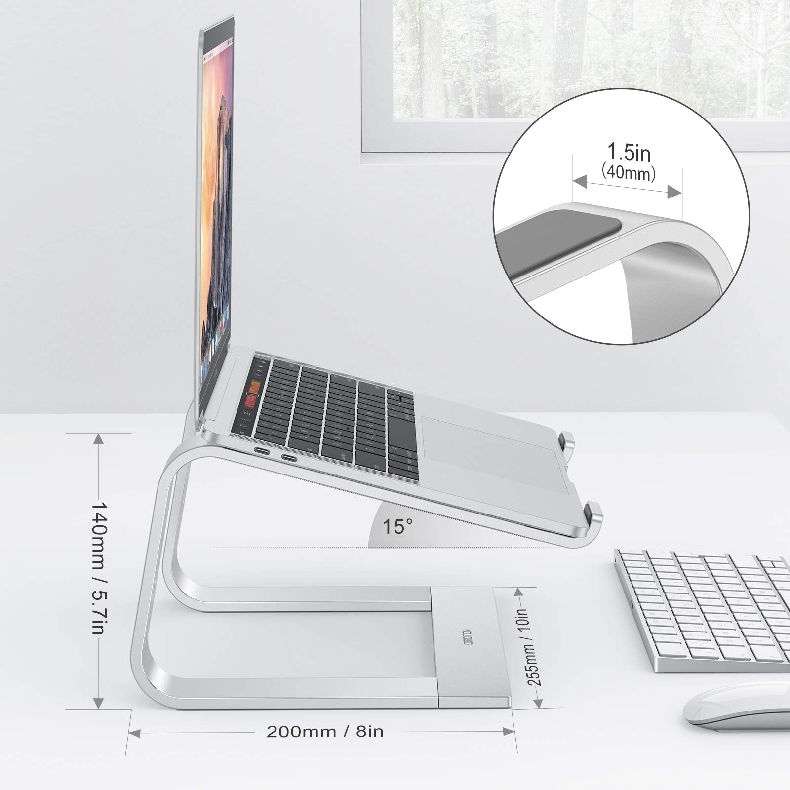 Omoton Laptop Stand, Detachable Laptop Mount, Aluminum Laptop Holder Stand For Desk, Compatible With Macbook Air/Pro, Dell, Hp, Lenovo And All Laptops (11 16 Inch), Silver