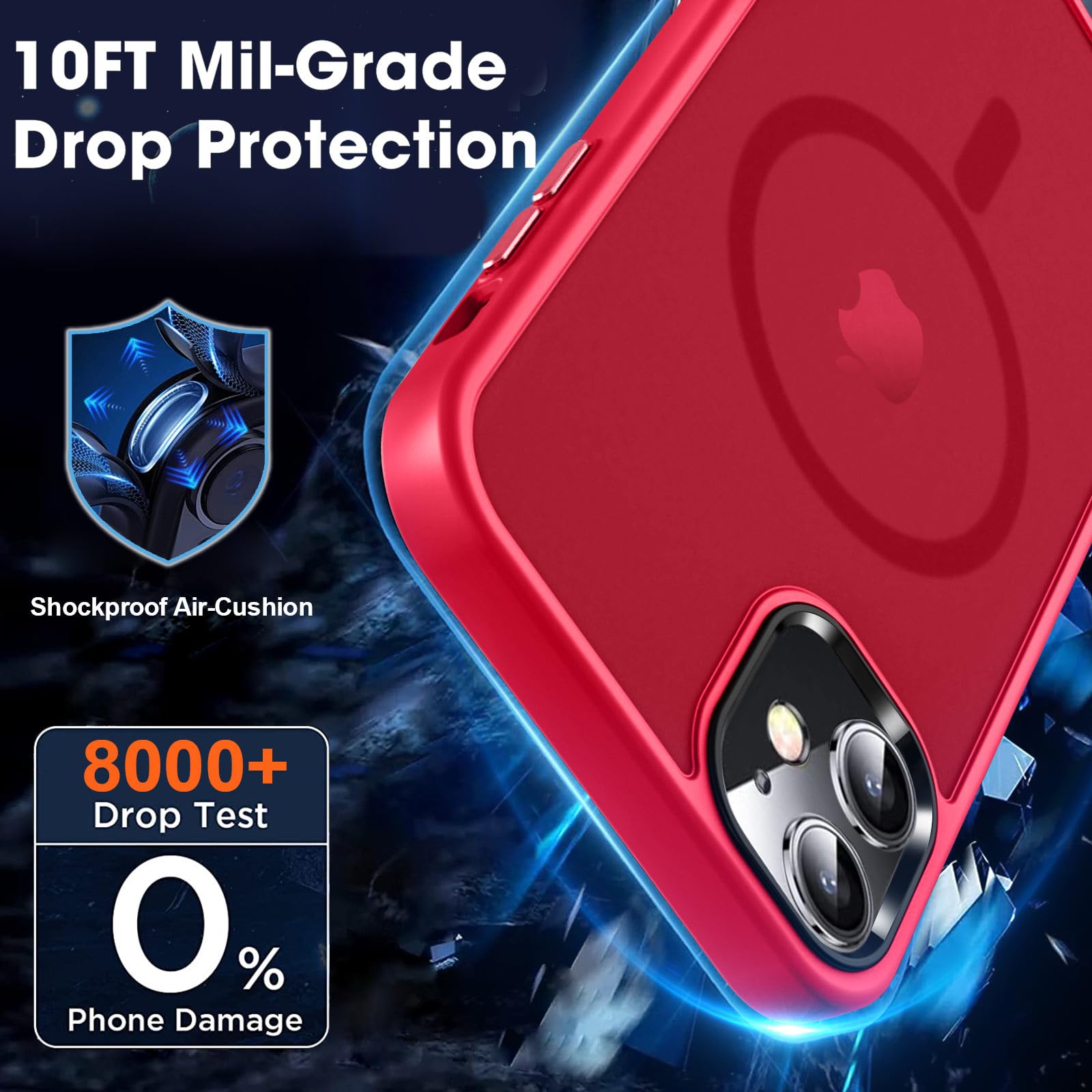 Mocca Strong Magnetic For Iphone 11 Case,[Compatible With Magsafe][Glass Screen Protector+Camera Lens Protector] Slim Thin Shock