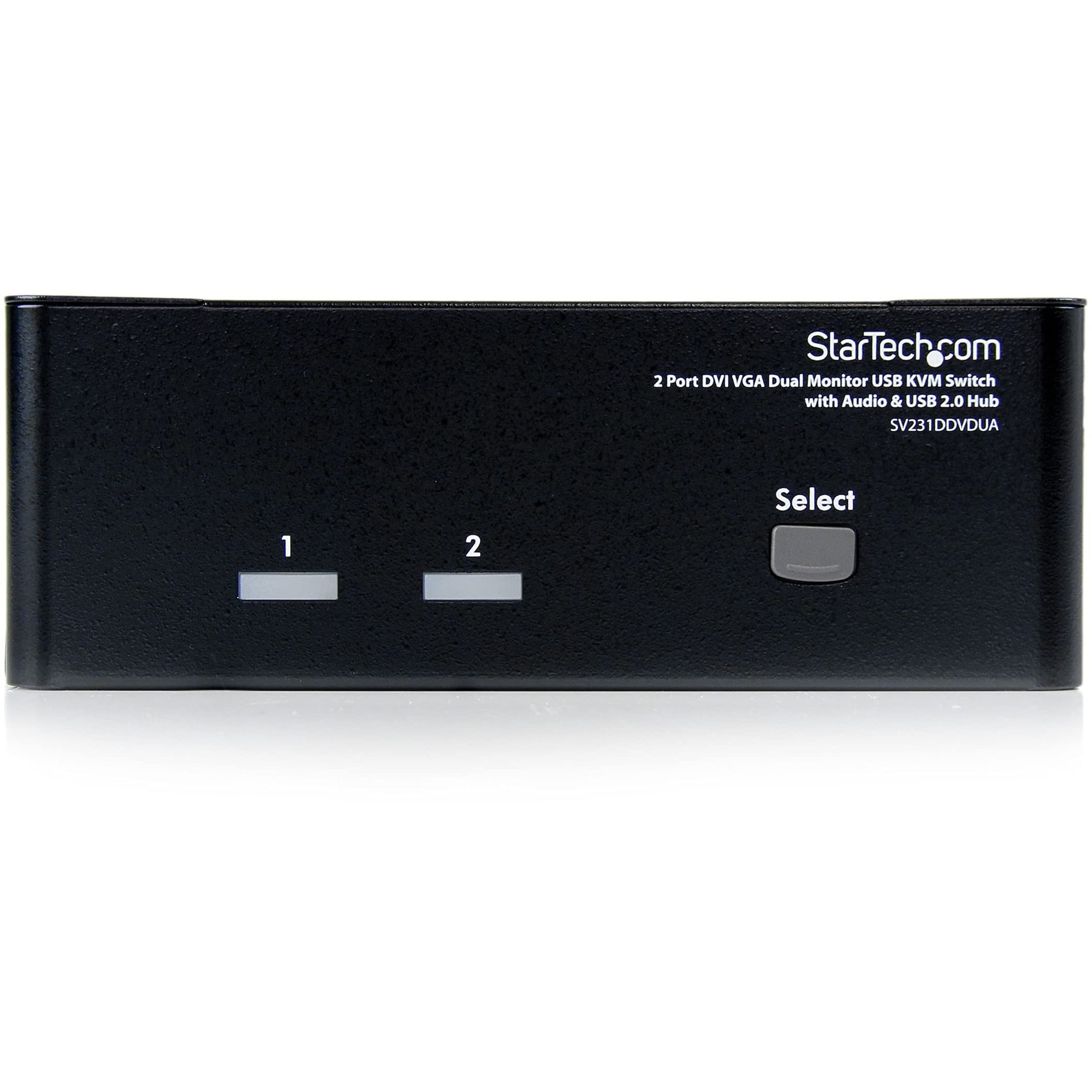 Startech.Com 2 Port Kvm Switch   Dvi And Vga W/ Audio And Usb 2.0 Hub   Dual Monitor / Display / Screen Kvm Switch   Dvi Vga (Sv