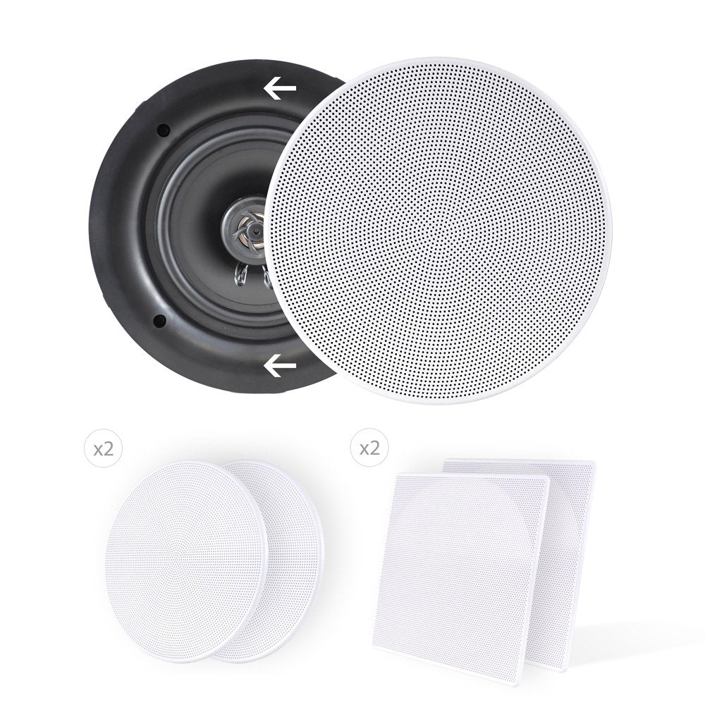 Pyle 5.25'' In Wall/In Ceiling Dual Speakers (Pair)   2 Way Woofer Speaker System 1/2    Polymer Tweeter Flush Mount W/ 80Hz   2