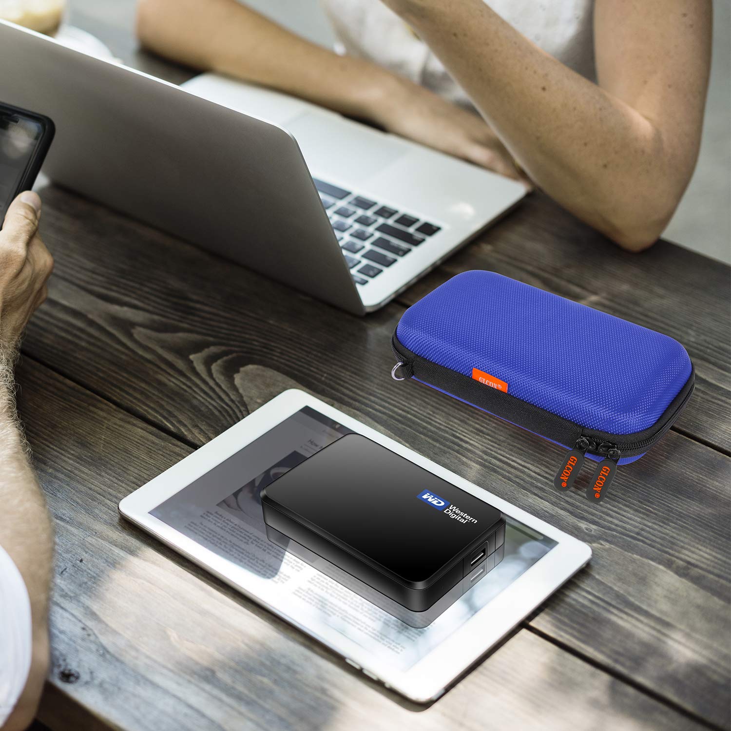 Blue Shockproof Charger Carrying Case   Glcon Small Hard Travel Eva Case For Wd Seagate Toshiba Hard Drive, Power Bank, Electron