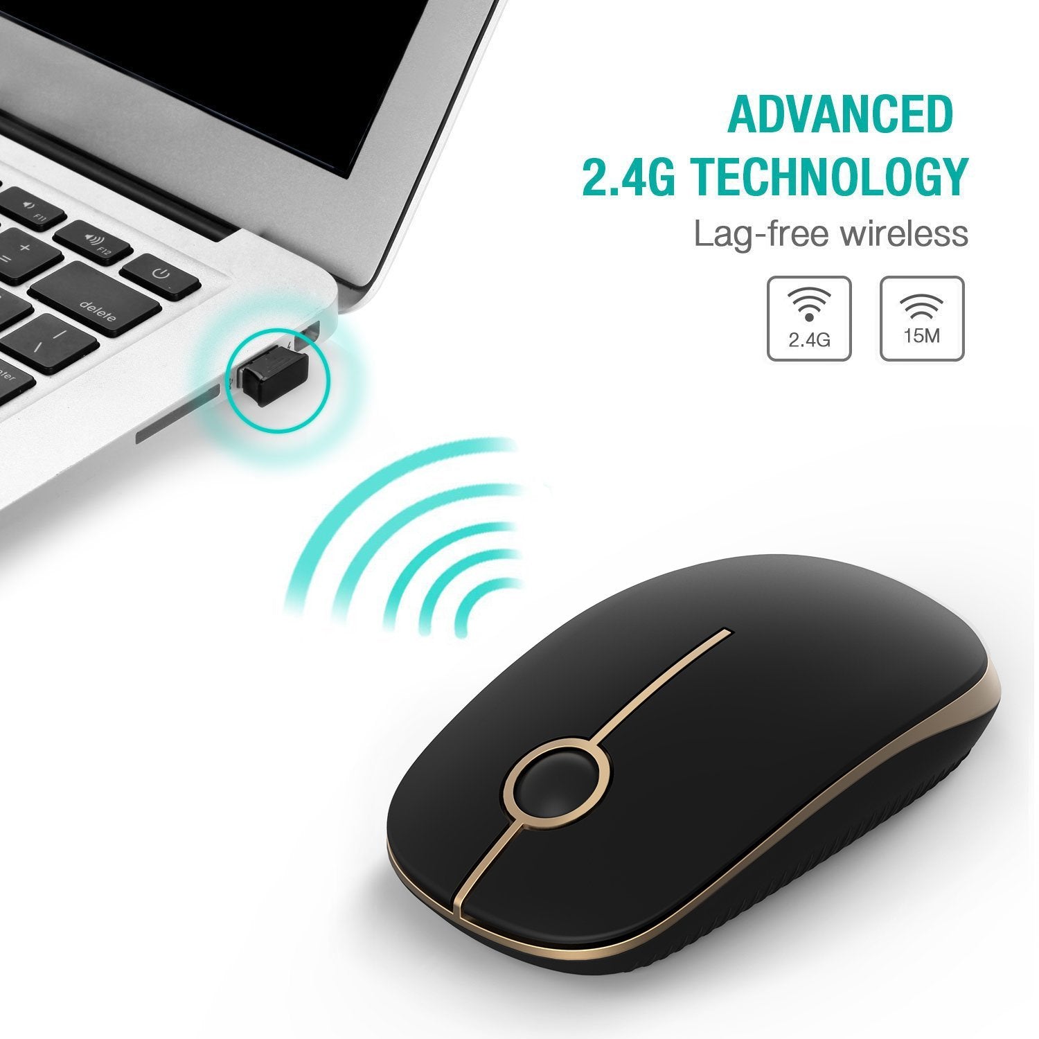 Wireless Mouse   2.4G Slim Portable Computer Mouse With Nano Receiver, Less Noise Mobile Optical Mice For Notebook, Pc, Laptop,