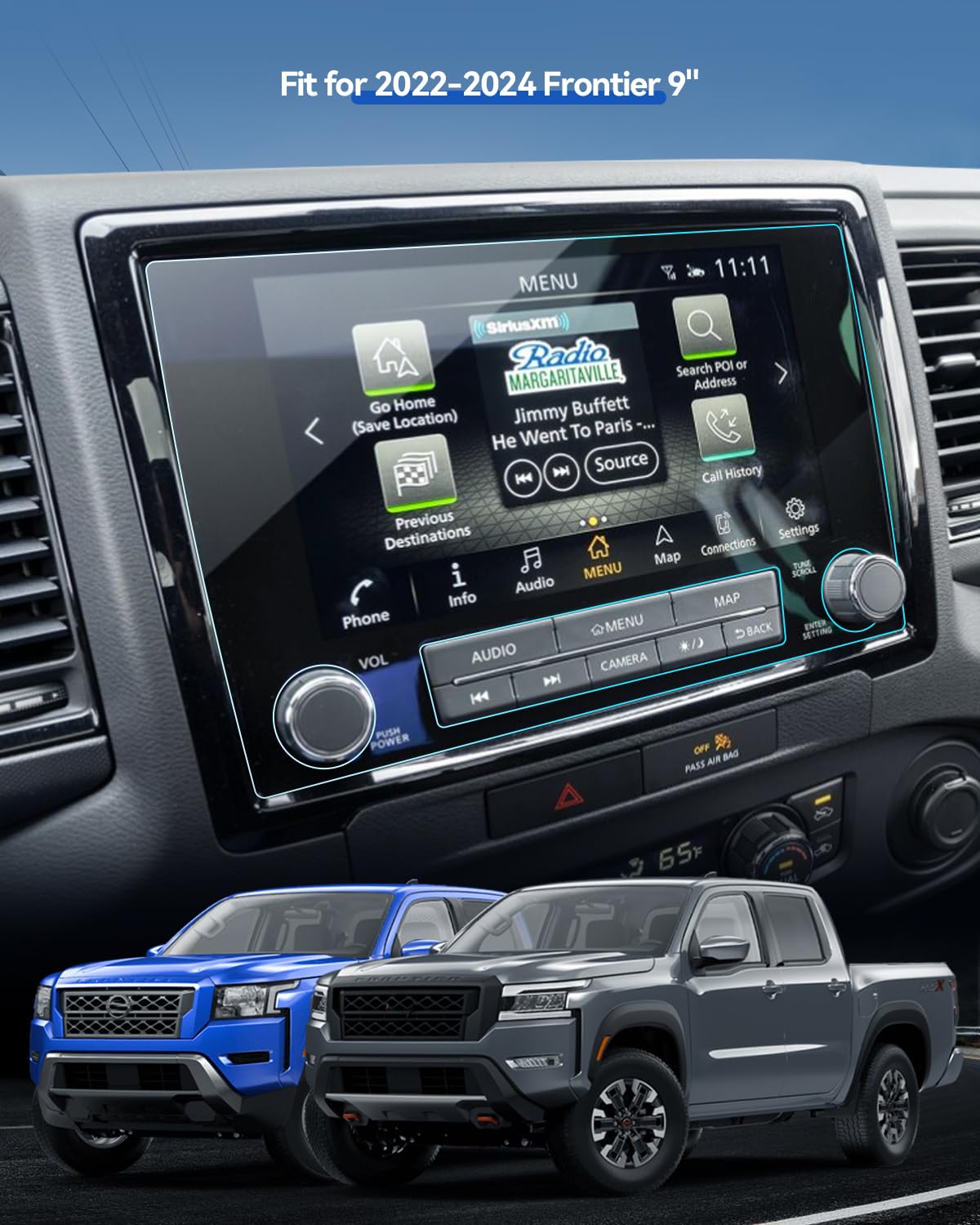 Lantu 2Pcs Car Screen Protector For 2024 2023 2022 Frontier Accessories 9'' Nano Pickup Truck Gps Navigation Touchscreen Protect