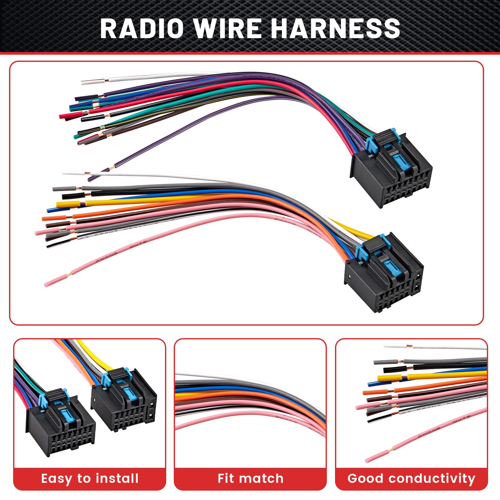 Red Wolf Factory Stock Oe Radio Stereo Wire Harness Adapter Replace Compatible With Gm Gmc Chevrolet Pontiac Buick 2006 2017 Original Male Plug Not For Add Aftermarket Radio