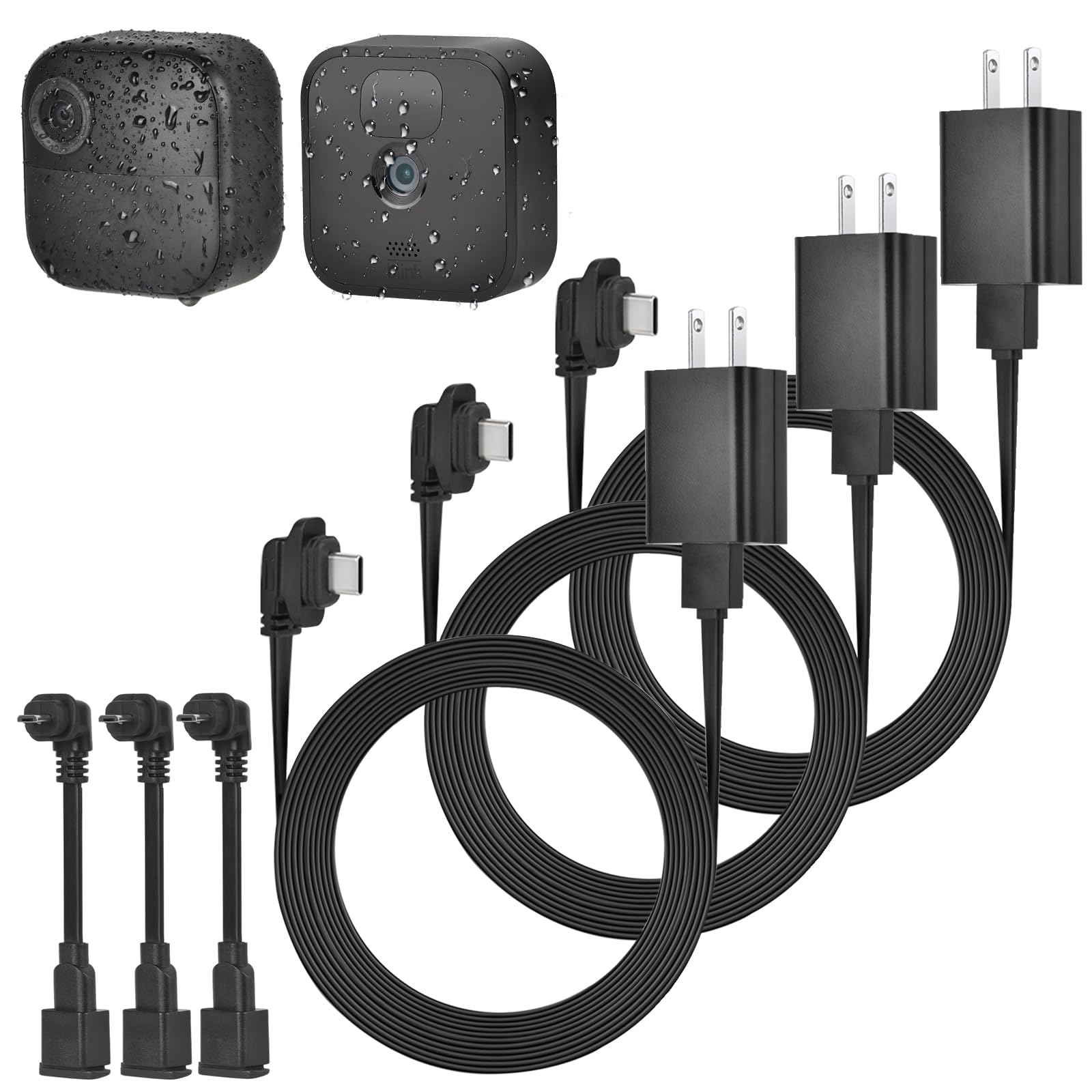 3Pack 25Ft/7.5M Power Cord For Blink Outdoor 4 (4Th Gen)&(3Rd Gen)&Blink Xt2/Xt, Weatherproof Flat Extension Cable With Extra Ty