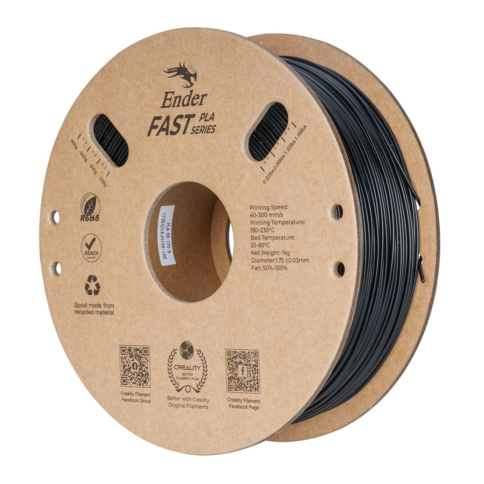 Creality High Speed PLA Filament 1.75mm, Rapid PLA Filament for 300mm/s Fast Speed, 3D Printer Filament No-Tangling, Dimensional