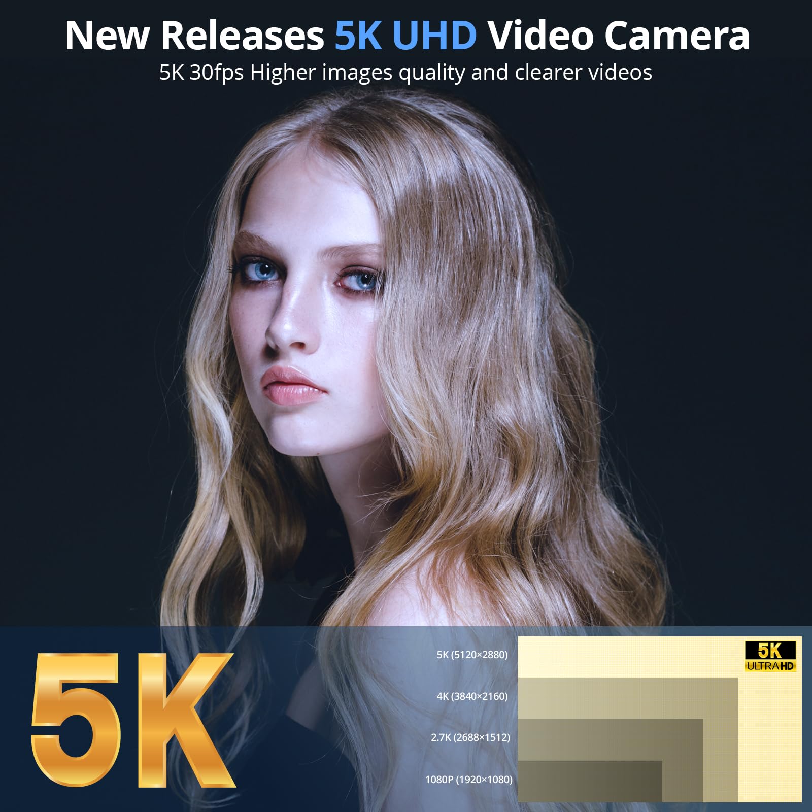 5K Digital Camera For Photography, Newest 64Mp Autofocus Vlogging Camera For Youtube With Front And Rear Lens, 5X Optical Zoom C