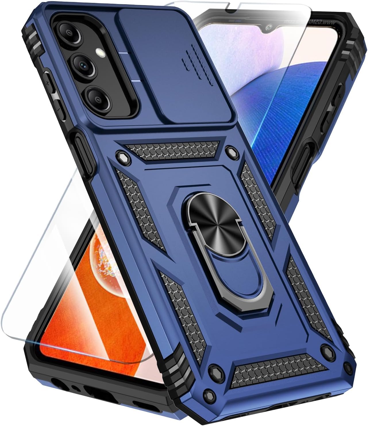 Sunstory For Samsung Galaxy A15 5G Case With Hd Screen Protector & Slide Camera Cover & Kickstand, Samsung A15 5G Case [Military