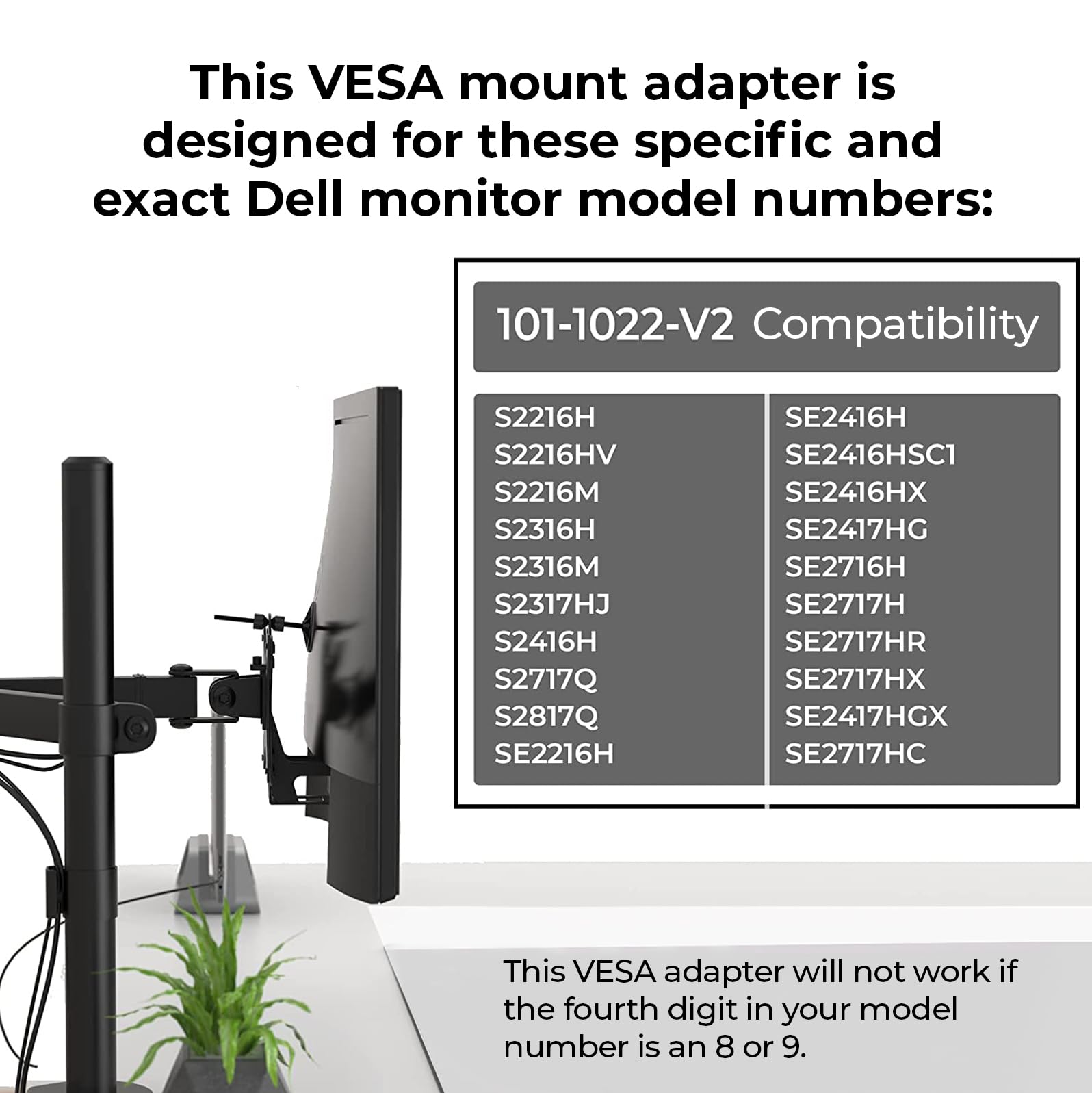 Humancentric Vesa Mount Adapter Compatible With Dell Monitors Se2416Hx, Se2717Hx, Se2717Hr, Se2717H, S2216M, S2216H, Se2716H, Se2216H, Se2417Hg, Se2416H, S2216H