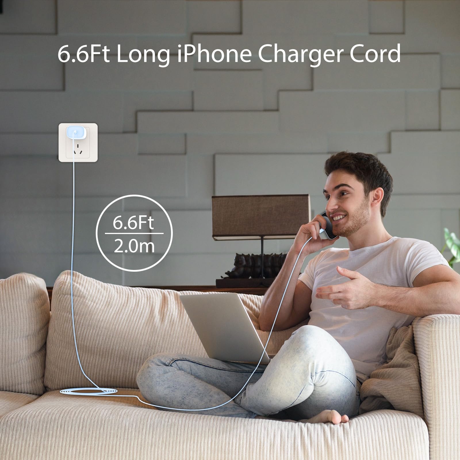 Fast Charger For Iphone 15,2 Pack 20W Pd Usb C Wall Fast Charger Adapter With 6.6Ft Type C To Type C Cable Compatible For Iphone