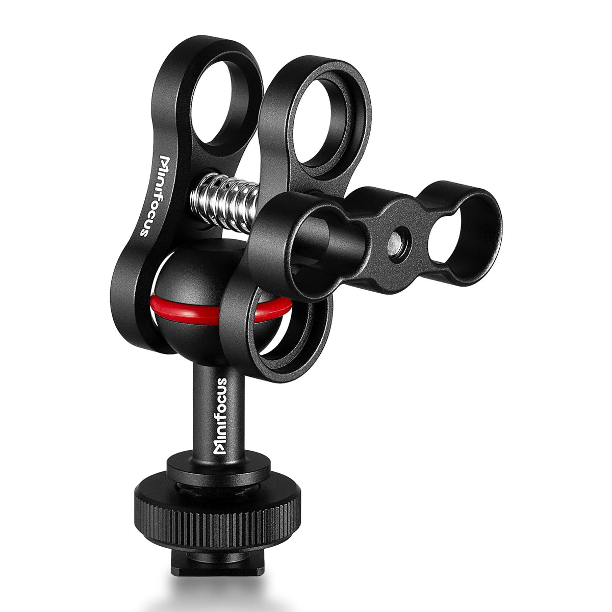 Minifocus 1'' Ball Clamp Mount With Cold Shoe Ball Mount Head Base Adapter Connector For Diving Light Arm Underwater Camera Wate