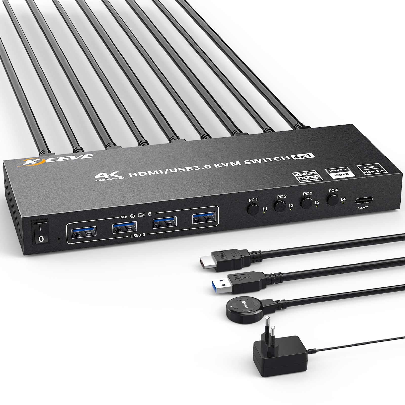 Usb 3.0 Kvm Switch Hdmi 4 Port Support 4K@60Hz 2K@120Hz Simulation Edid,Aoocoo Hdmi Usb Switch For 4 Computers Share 1 Monitor A