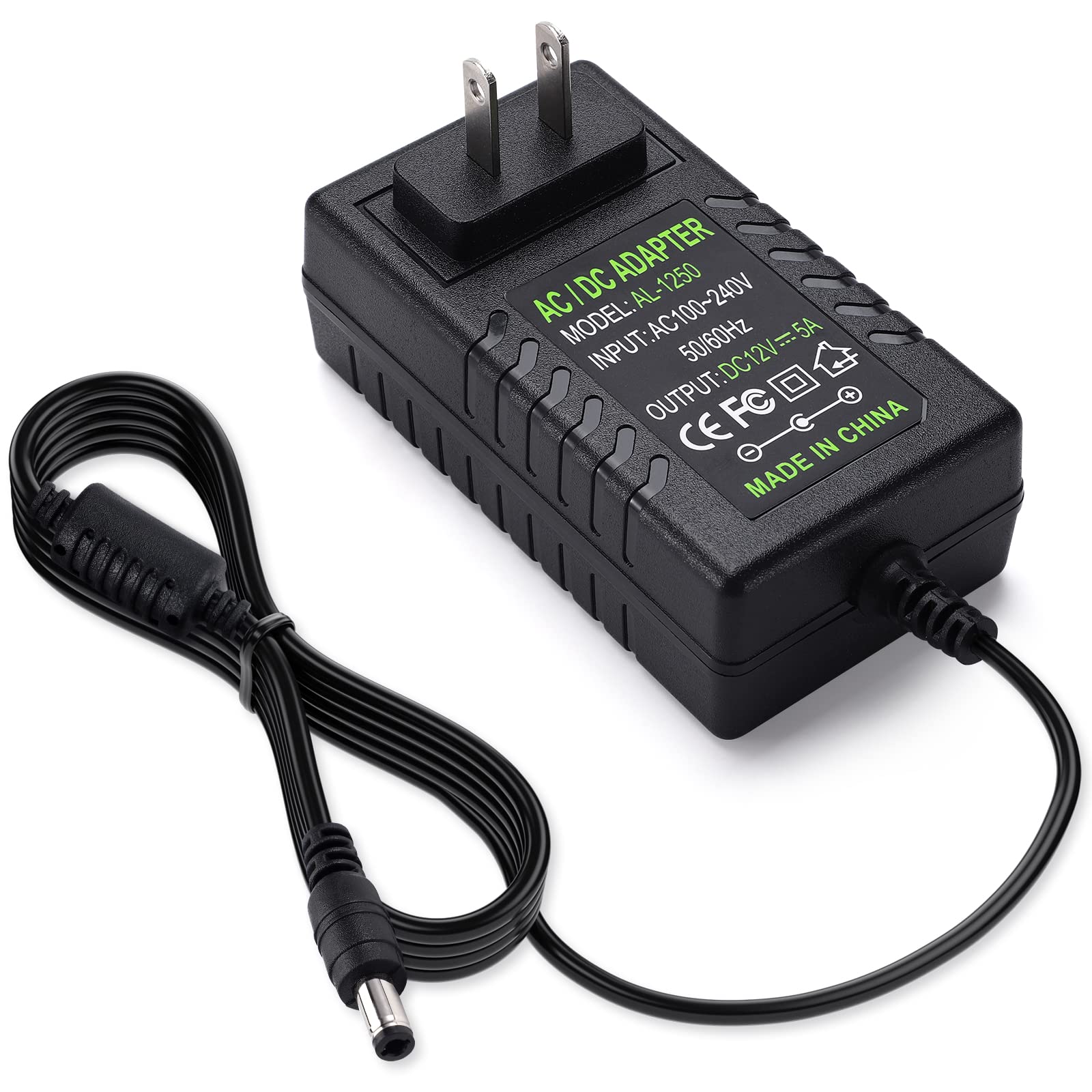 Tobwolf 60W 12V/5A Ac/Dc Wall Outlet Power Supply, 12V Dc Wall Mounted Ac Adapter, 12 Volt 5 Amp 60 Watt Dc Wall Plug Adapter, 1