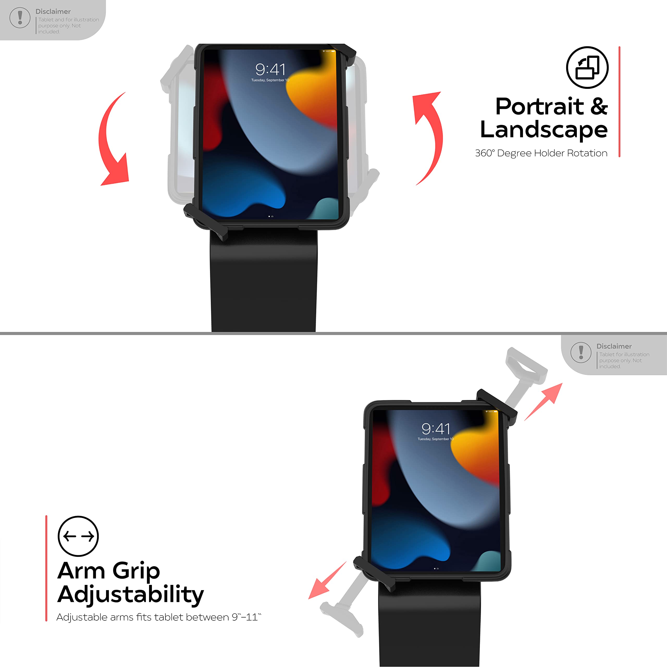 Locking Floor Stand - Cta Premium Support Base Kiosk Lock & Key Security - Ipad Air 11 M2 (2024) - Pro 11 M4 (2024) - Air 13 M2