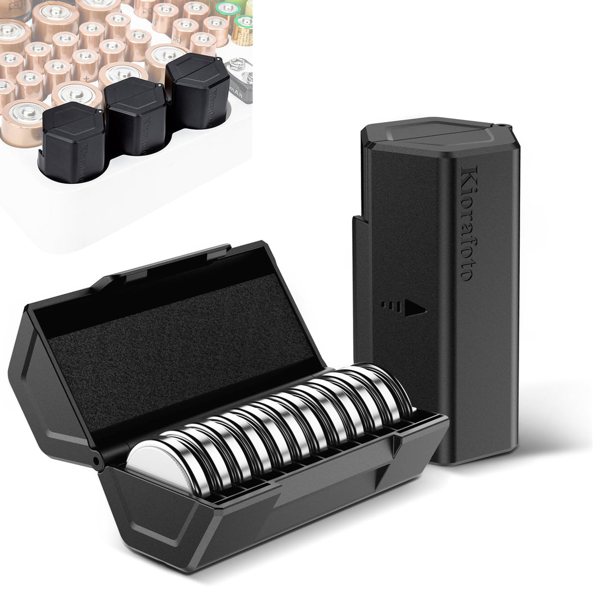 (2 Pack)Cr2032 Cr2025 Cr2016 Battery Case Holder Storage,Upgrade D Battery Size Coin Cell Battery Organizer For 24X Cr2032/Cr202