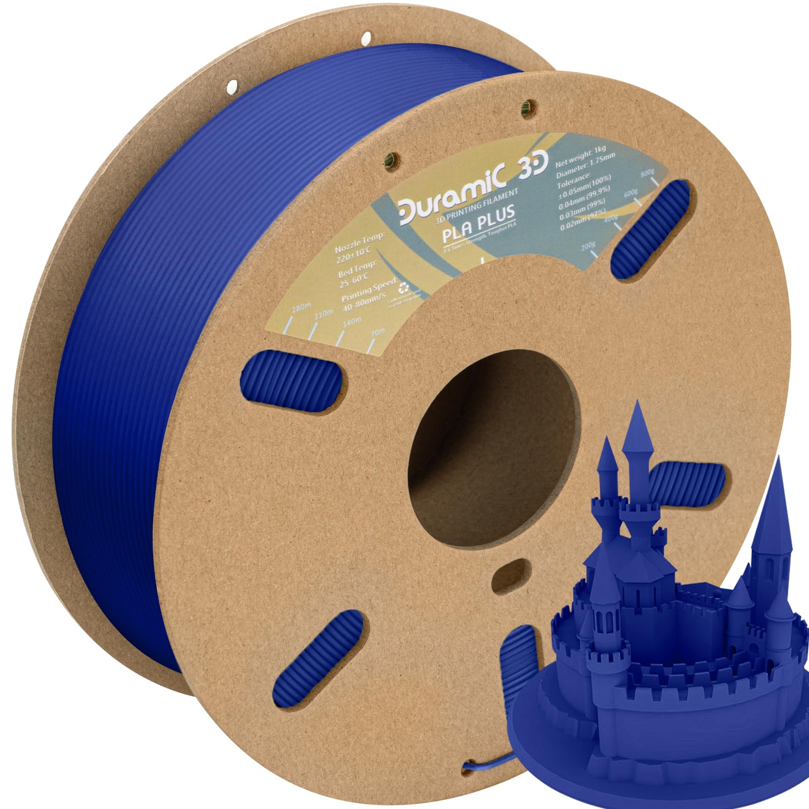DURAMIC 3D PLA Plus Filament 1.75mm Blue,1kg Spool (2.2lbs) 3D Printing Filament PLA + Dimensional Accuracy 99% +/- 0.03 mm Toug