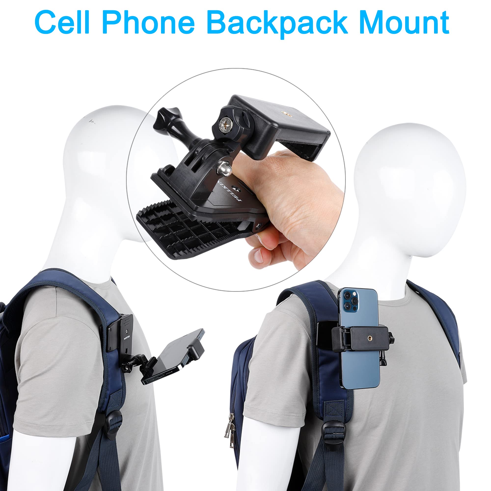 Pellking Phone First Person Perspective Shooting Mount,Accesssory Kit With Chest Mount/Head Mount/Neck Holder/Backpack Strap Mount,For Iphone Samsung Oneplus And Gopro Action Camera More