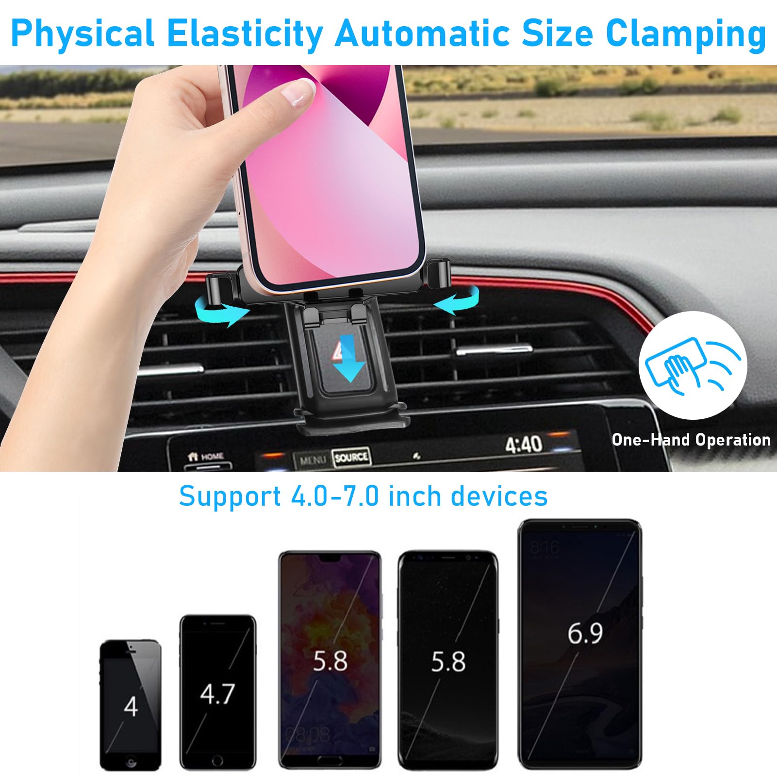 Apeser Compatible With Honda Civic Phone Holder 2016-2021,Mount Hazard Light Slot,For 10Th Gen Civic Air Vent Phone Mount Anti-S