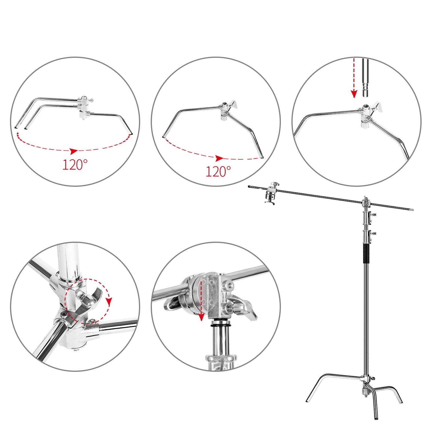 Showmaven C Stand With Boom Arm, Heavy Duty 10Ft Light Stand For Photography Studio Video Reflector, Monolight And Backdrops