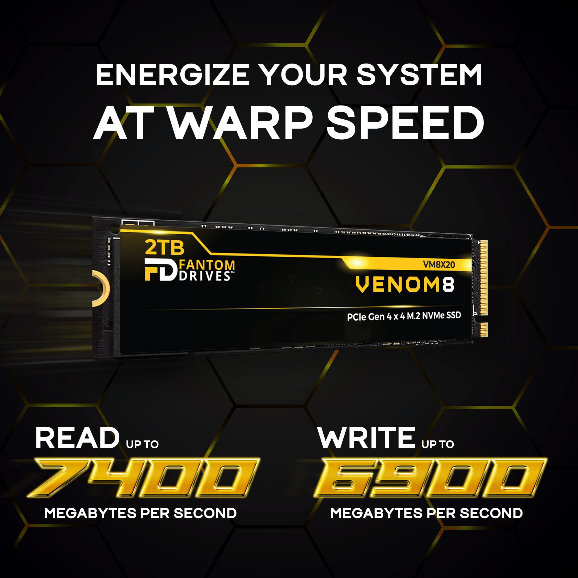 Fantom Drives Venom8 2Tb Ssd Nvme Gen 4 M.2 2280 Ps5 Ssd 2Tb For Ps5 Storage Expansion, Gaming Pc & Laptops - Up To 7400Mb/S - 3