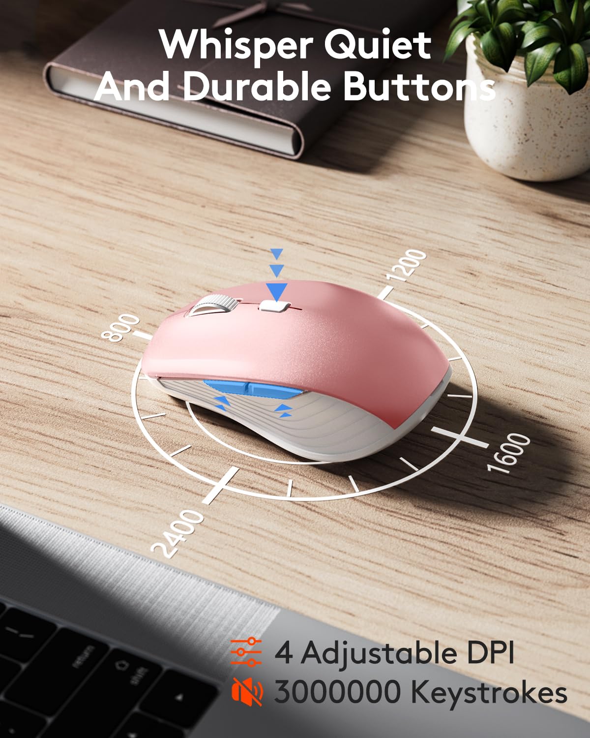 Wireless Keyboard And Mouse Combo   Samsers Ultra Slim Rechargeable Dual Mode (Bluetooth 5.0X2 +2.4G) Silent Keyboard And Mouse