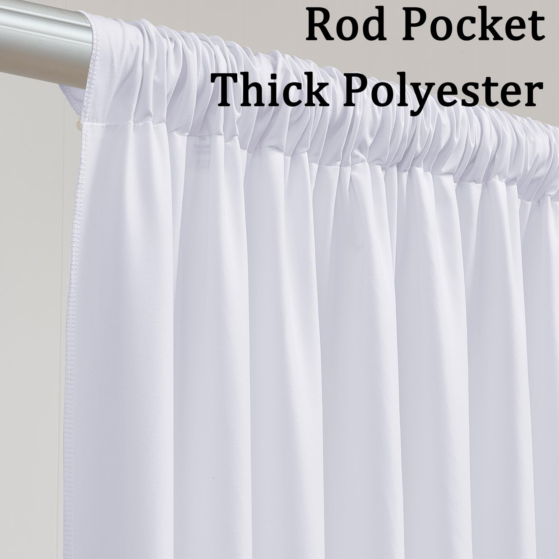 Htper 10Ft X 10Ft White Backdrop Curtain Panels For Parties, Wrinkle Resistant Thick Polyester Wedding Backdrop Drapes For Party