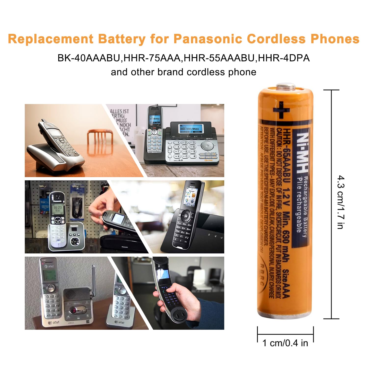 Hlpiamok Ni Mh Aaa Rechargeable Battery 1.2V 630Mah 8 Pack Aaa Batteries For Panasonic Cordless Phones, Remote Controls, Electro