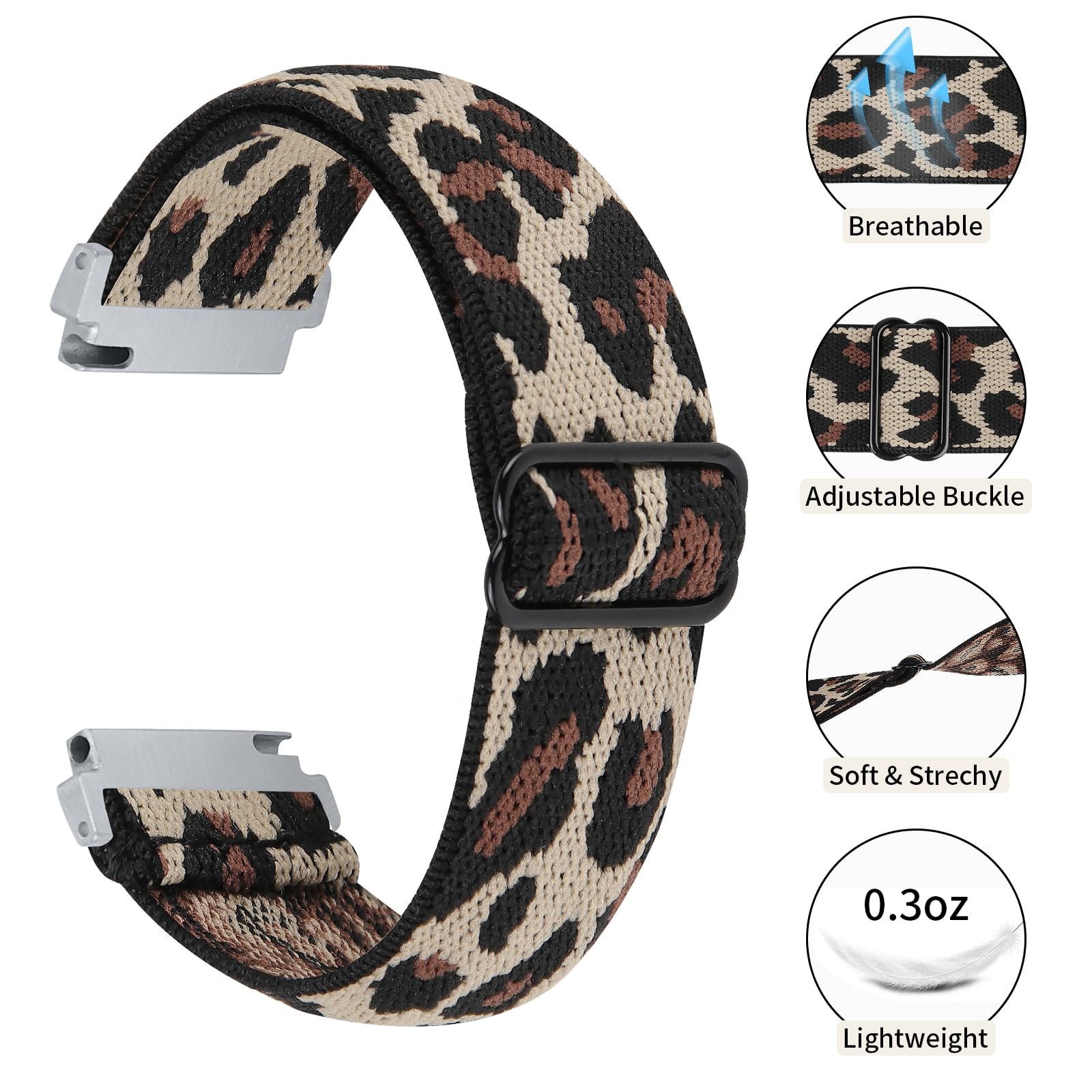 Ruentech 2 Pack Elastic Bands Compatible For Fitvii Hm57 Smart Watch Band, Adjustable Nylon Straps Replacement Wristbands For Fi