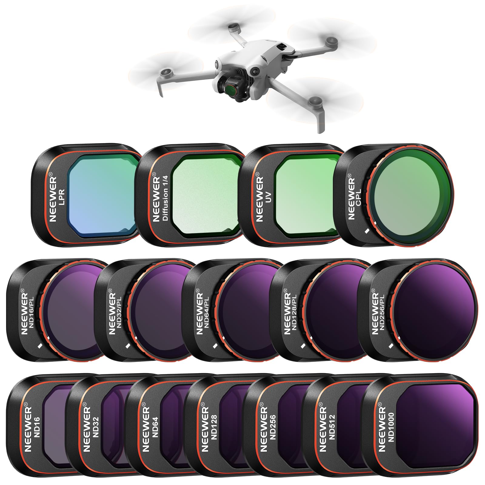 Neewer Nd & Cpl & Effect Filter Set For Dji Mini 4 Pro, 16 Pack Hd Nd16 Nd32 Nd64 Nd128 Nd256 Nd512 Nd1000 Nd16/Pl Nd32/Pl Nd64/
