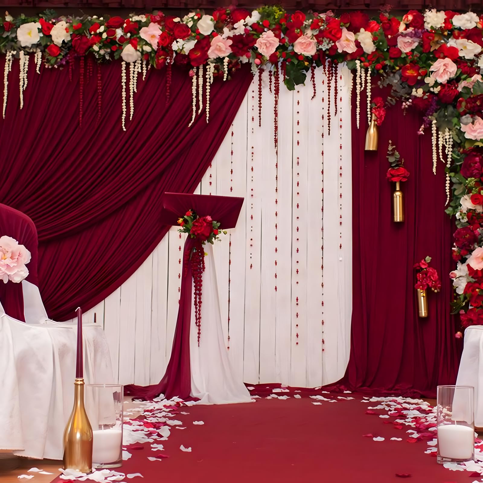 10 X 7 Feet Burgundy Backdrop Curtain For Partie, Background Curtains For Photoshoot, Birthday, Wedding, Halloween, Thanksgiving