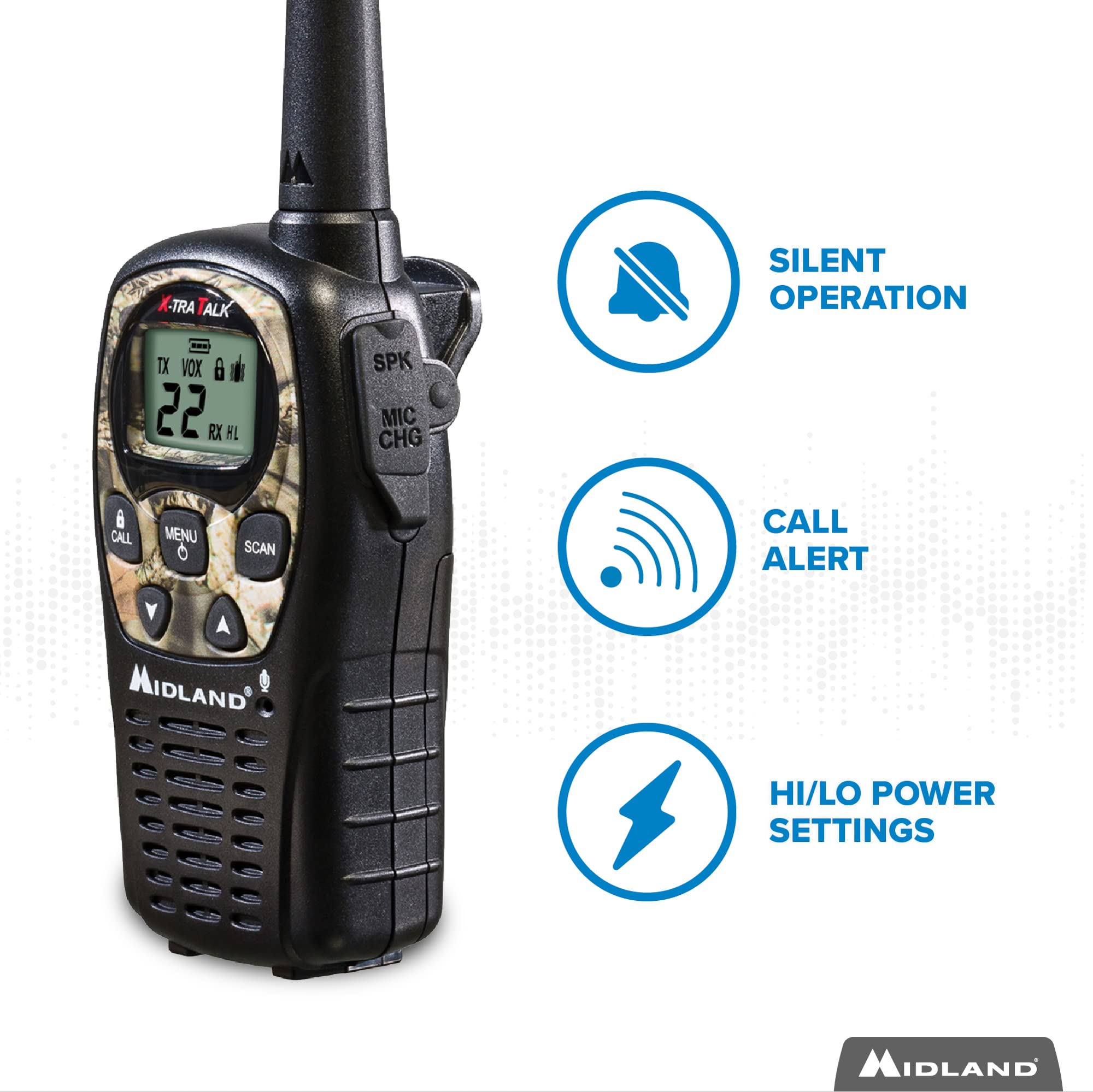 Midland Lxt535Vp3 Frs Walkie Talkie   Long Range Two Way Radio Channel Scan, Silent Operation (Mossy Oak Camo, 2 Radios)